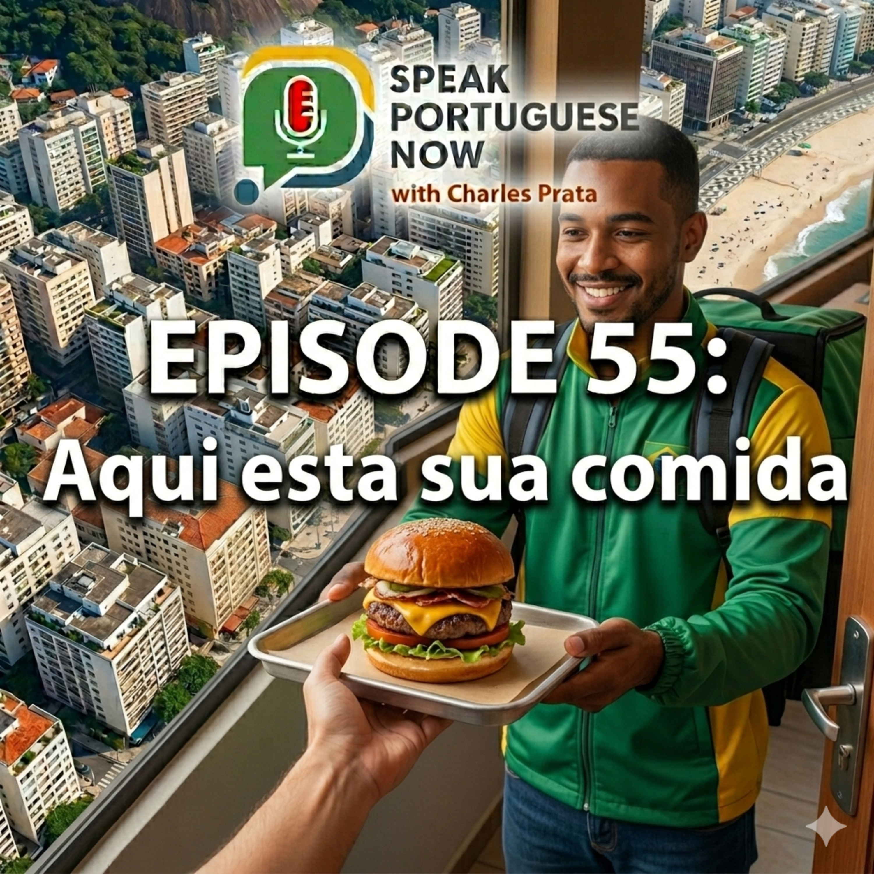 #55 Brazilian Portuguese Listening Practice | Here is your food. Aqui está a sua comida | Learn Brazilian Portuguese
