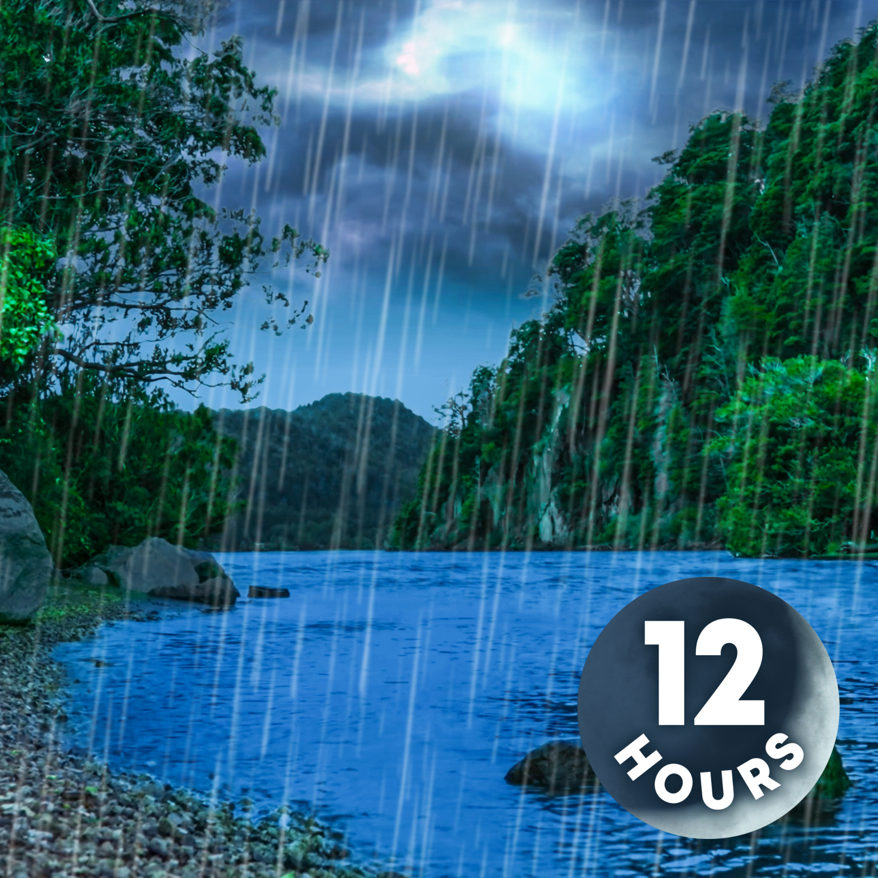 Soothing River Sounds & Thunderstorm Ambience | 12 Hour Rain White Noise for Sleeping