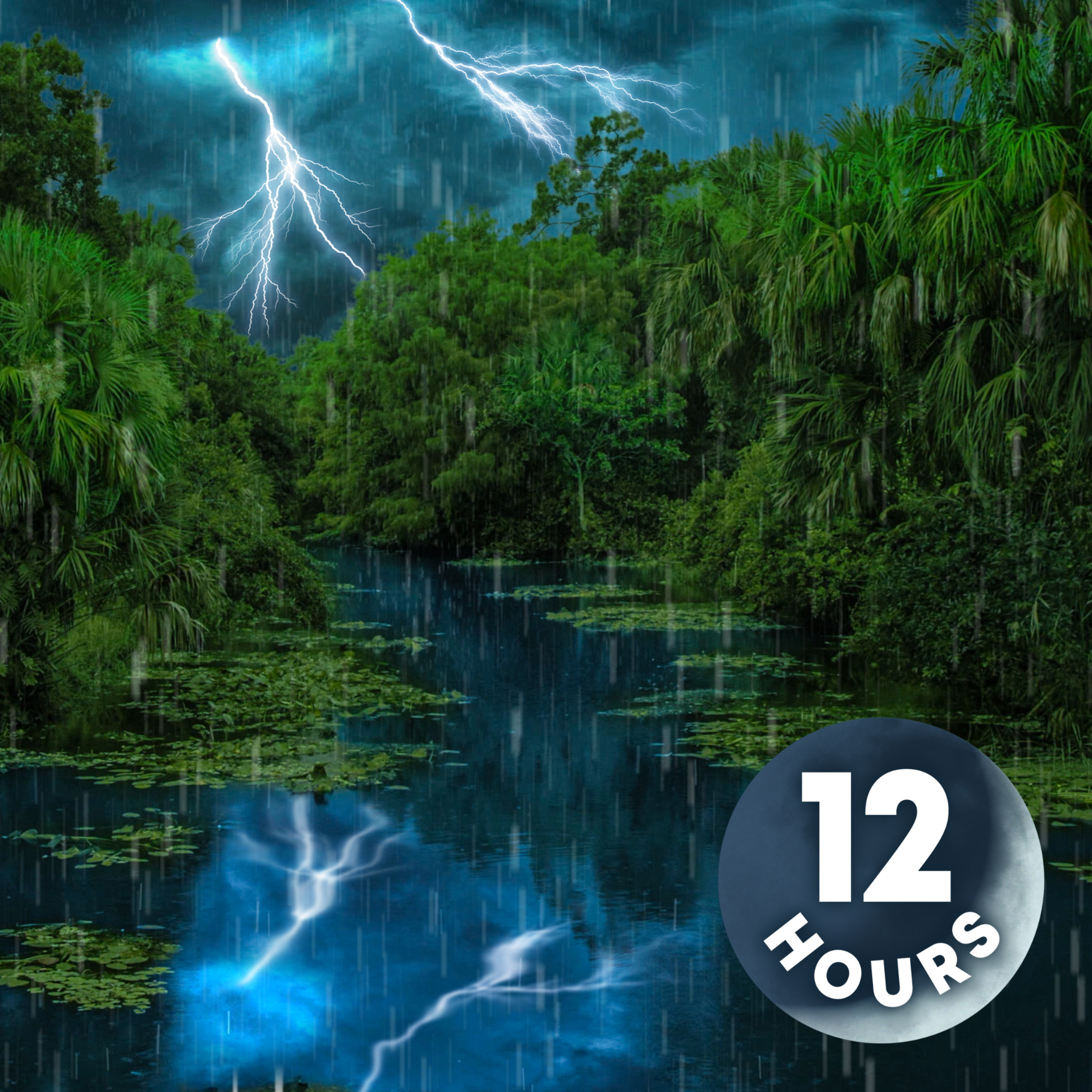 Thunderstorm & River Sounds | 12 Hour Sleep Ambience | Water, Thunder & Rain Sounds to Sleep