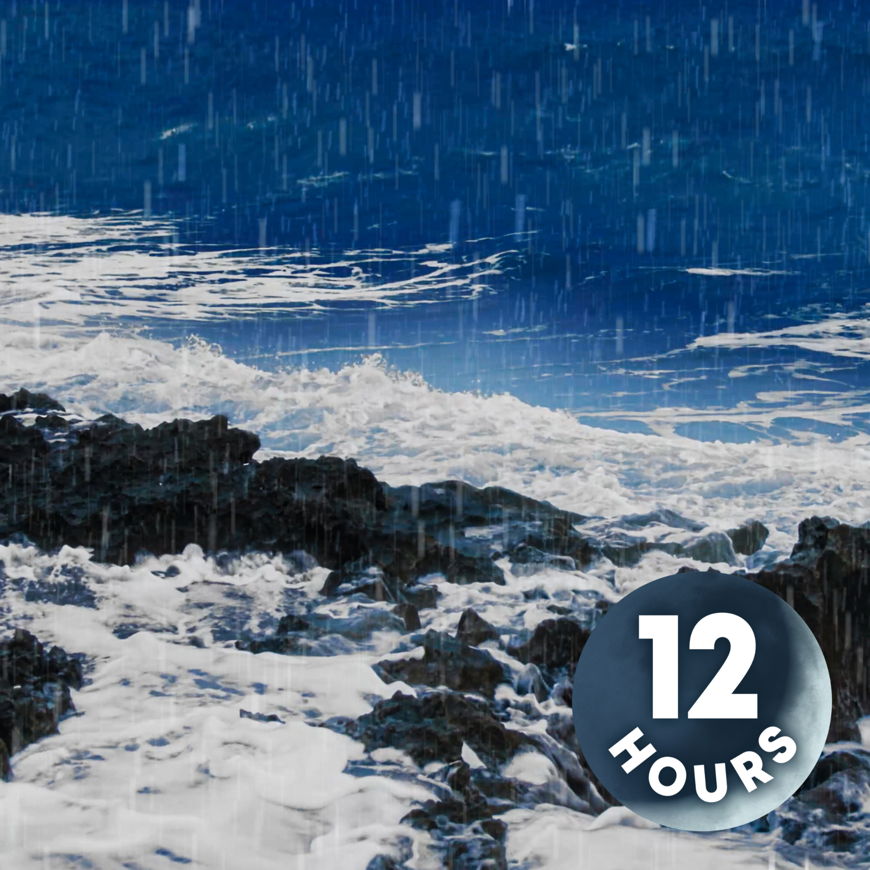Rain Sounds & Large Crashing Waves for Sleeping 12 Hours