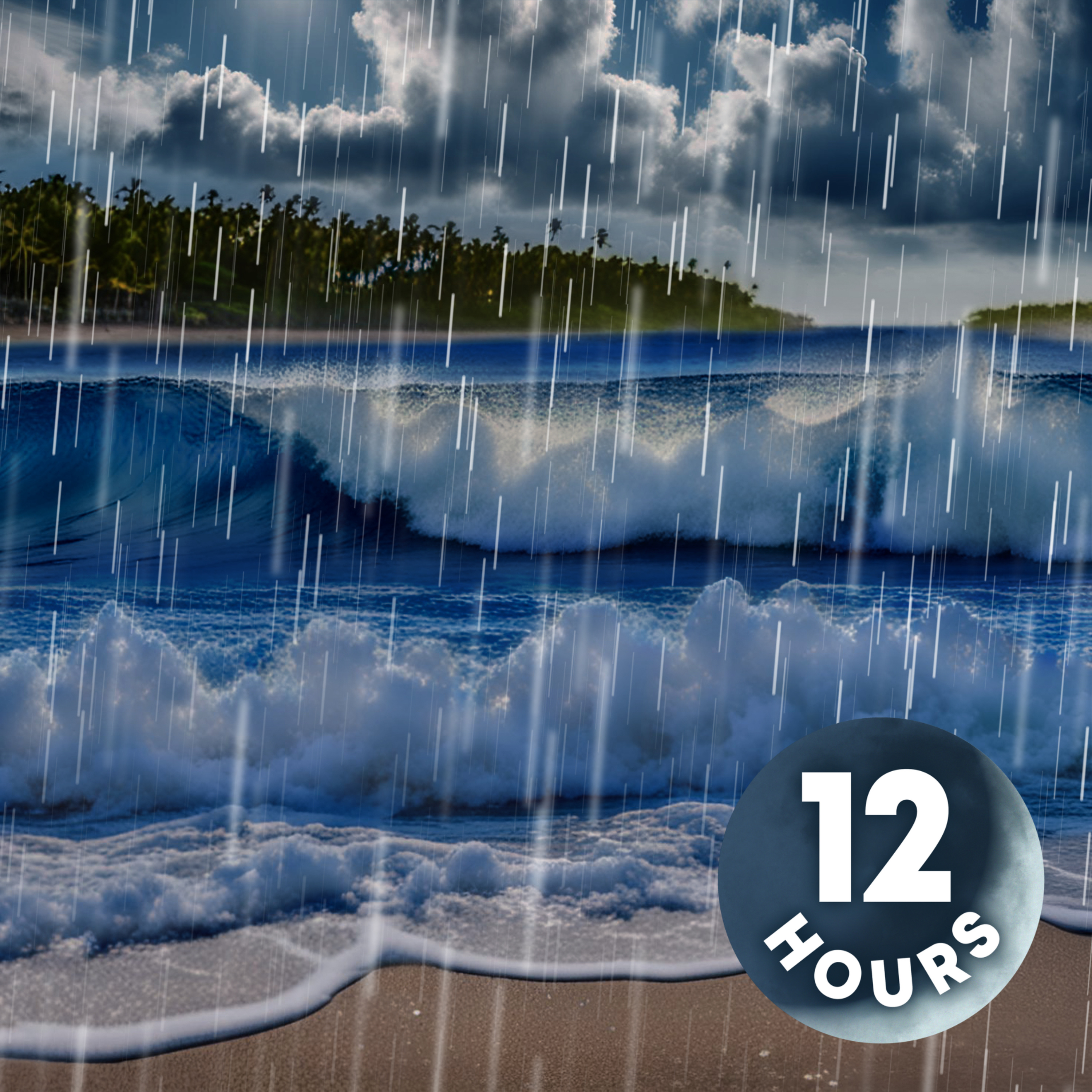 Relax to Heavy Rain & Calm Ocean Waves 12 Hours | Helps You Feel Peace