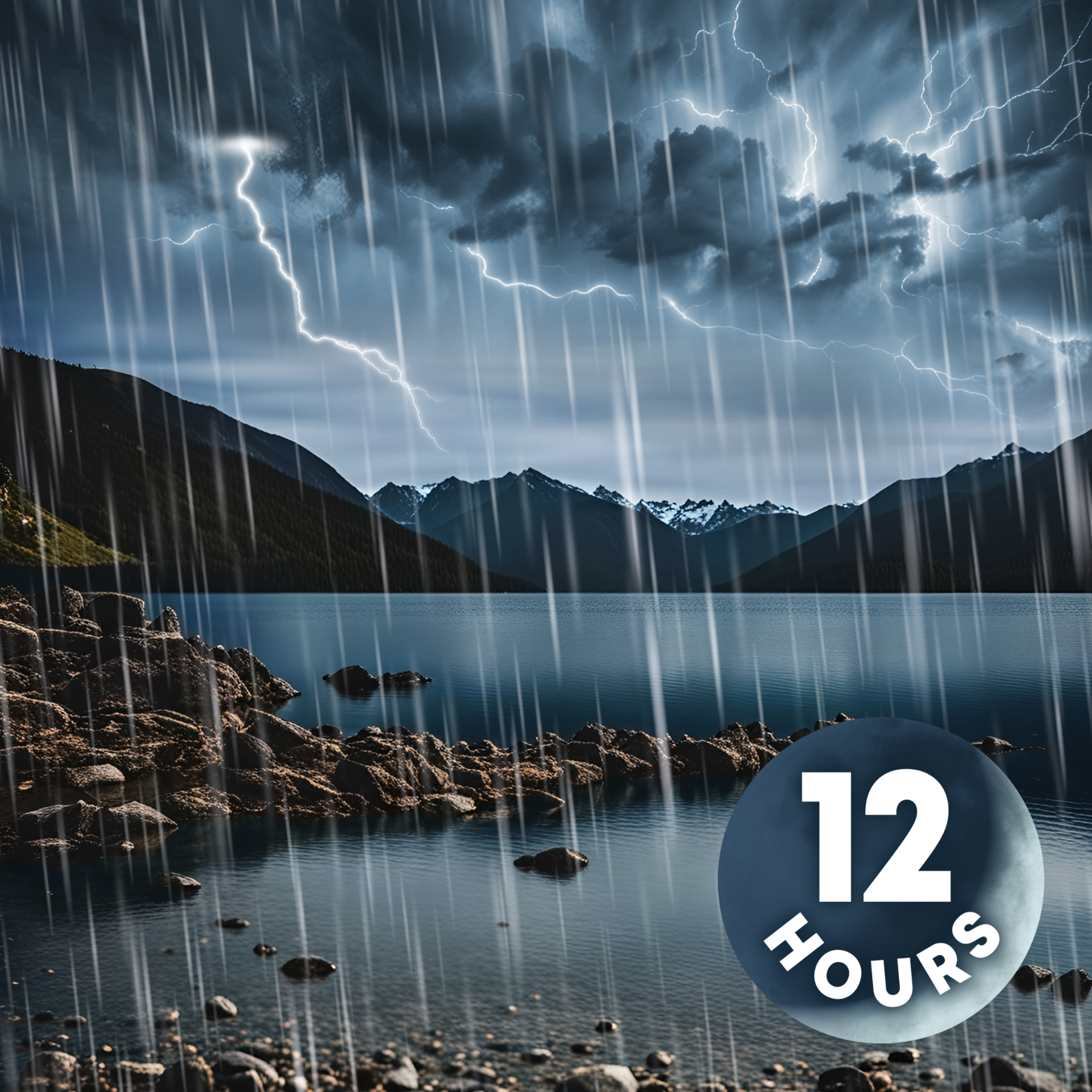 Heavy Rain & Thunder over Peaceful Lake for 12 Hours