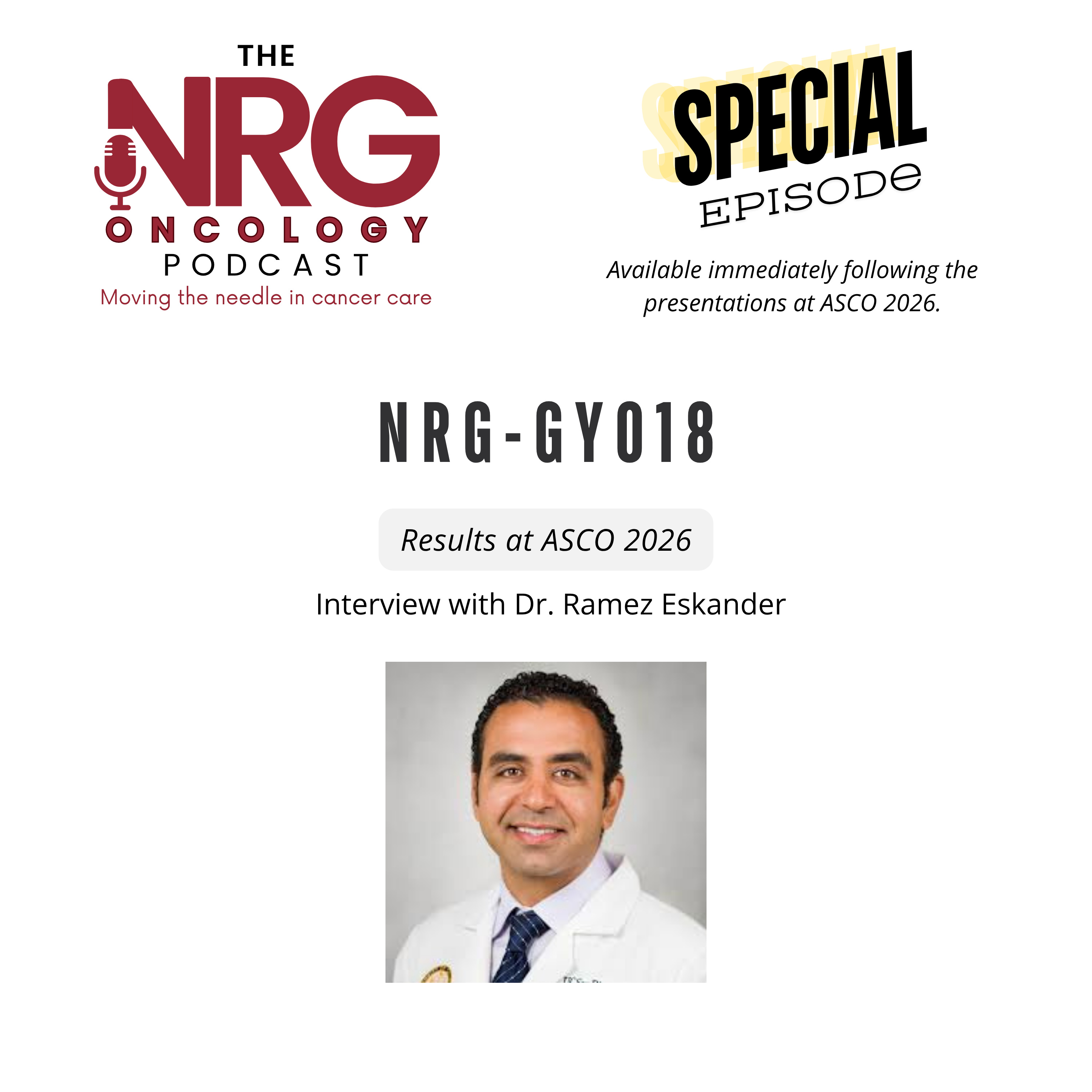 NRG-GY018 Mature Results from ASCO 2026 episode artwork