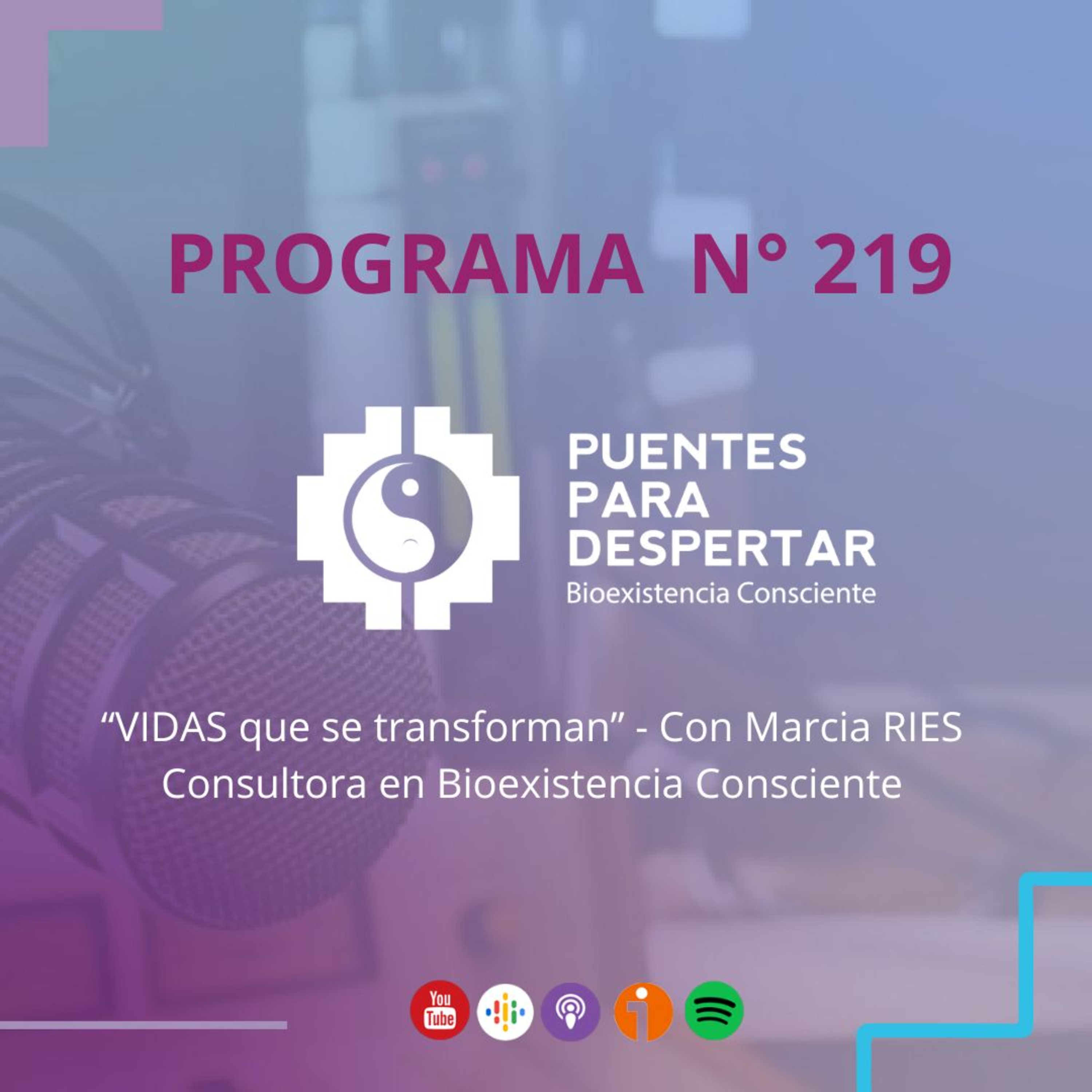 Programa 219 de Puentes para Despertar, ¨Vidas que se transforman con Marcia Ríes¨ episode artwork