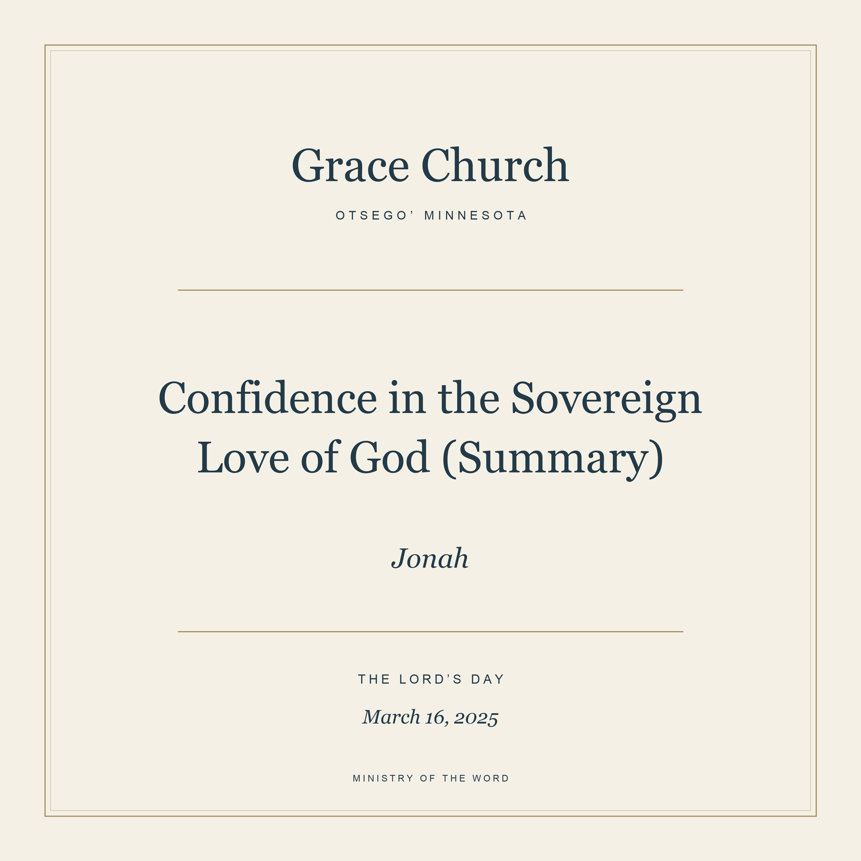 Jonah: Confidence in the Sovereign Love of God (Summary) episode artwork