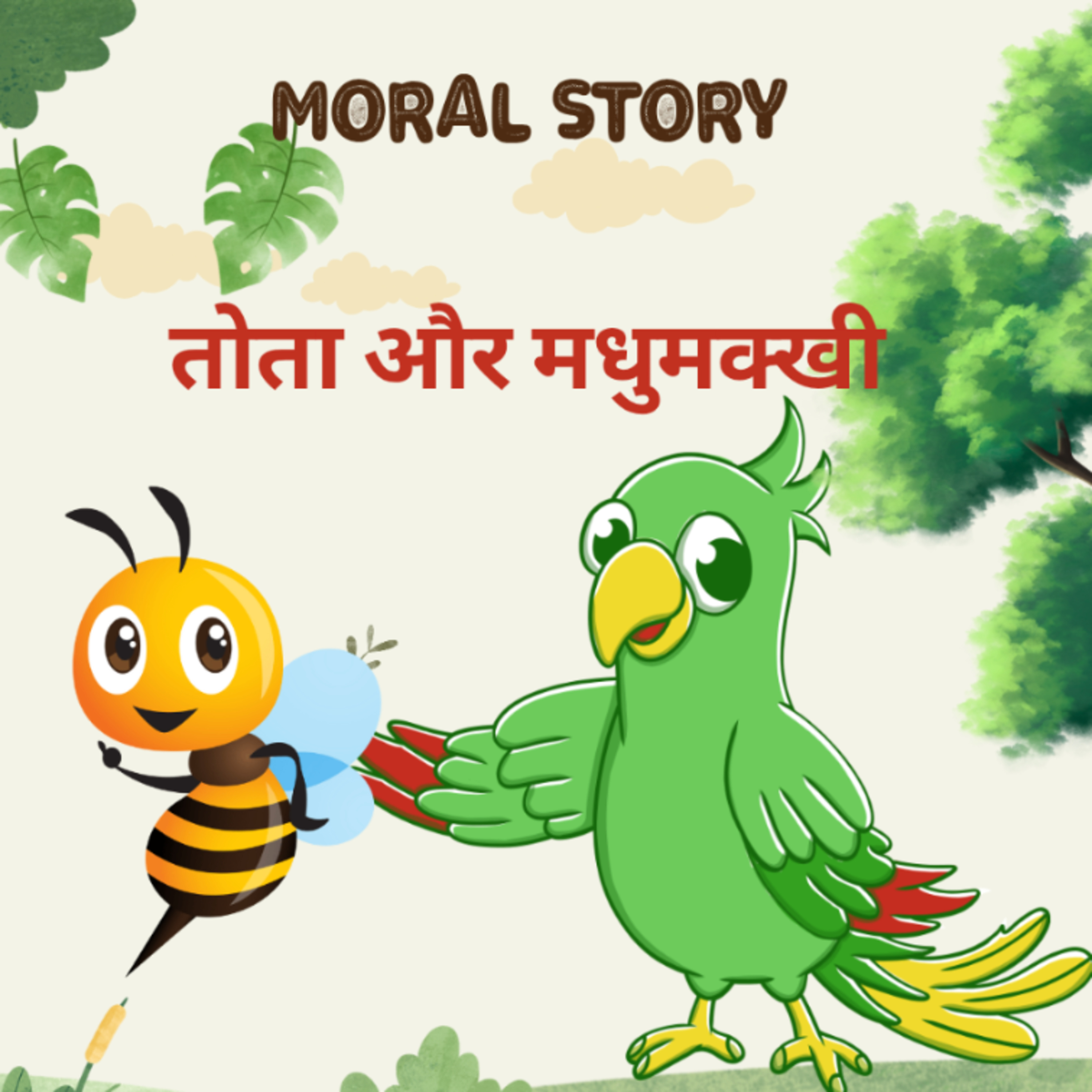 तोता और मधुमक्खी | Wonderful Moral Story for kids | Hindi Story for kids 