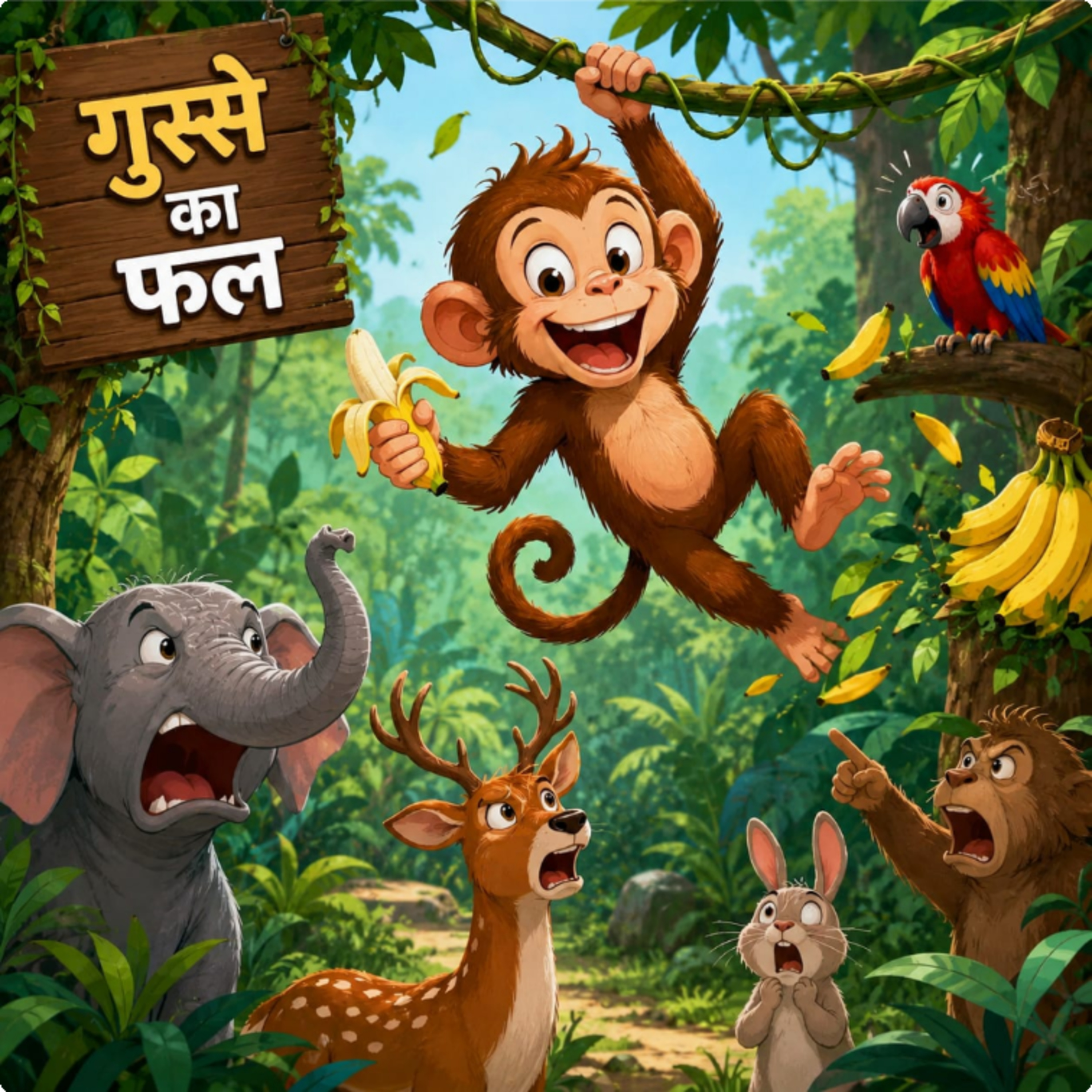 गुस्से का फल | Moral Hindi Story for kids | Monkey Story | Animals Story | Jungle Story 