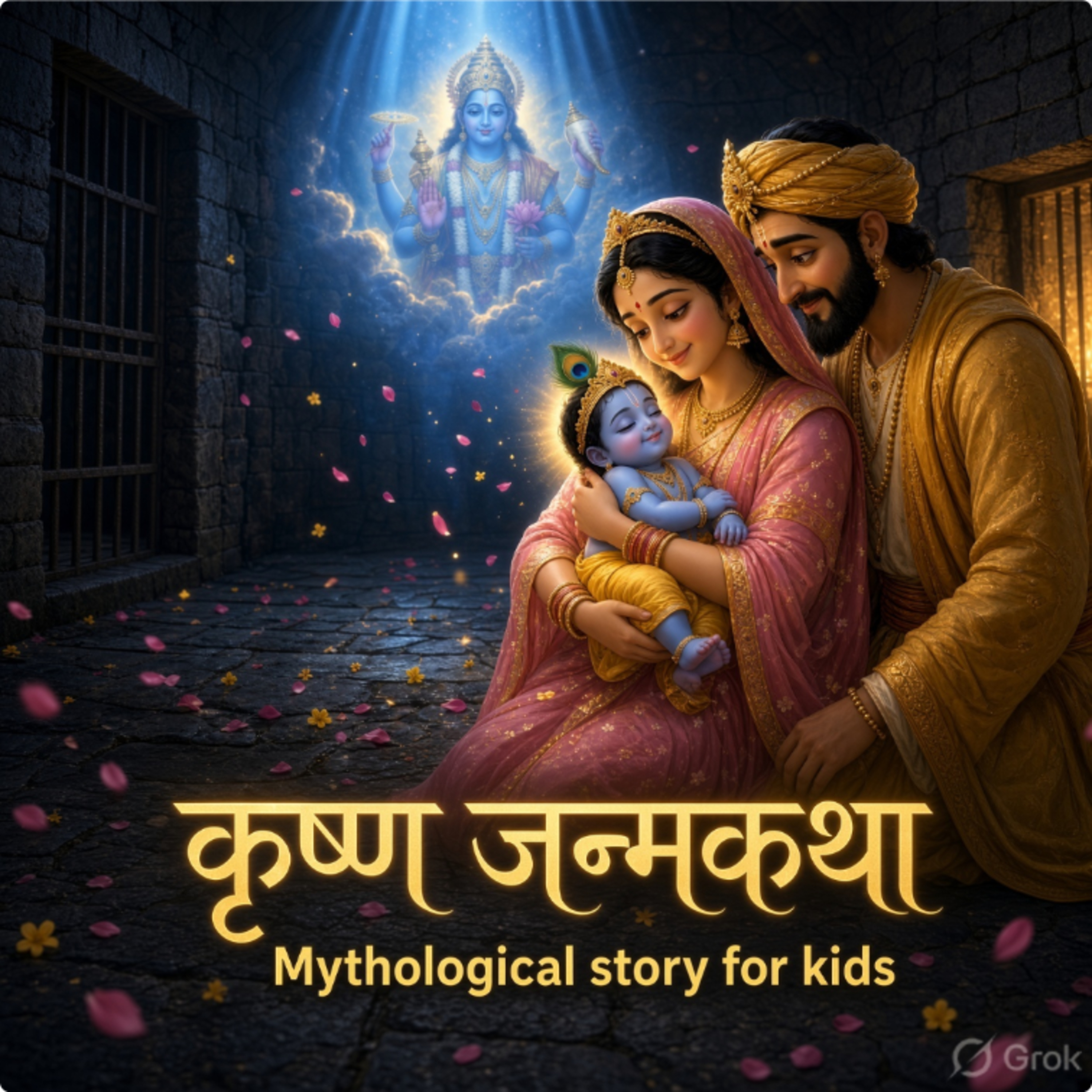 कृष्ण जन्मकथा | Krishna janm katha | Mythological story for kids | story of lord Krishna's Birth 