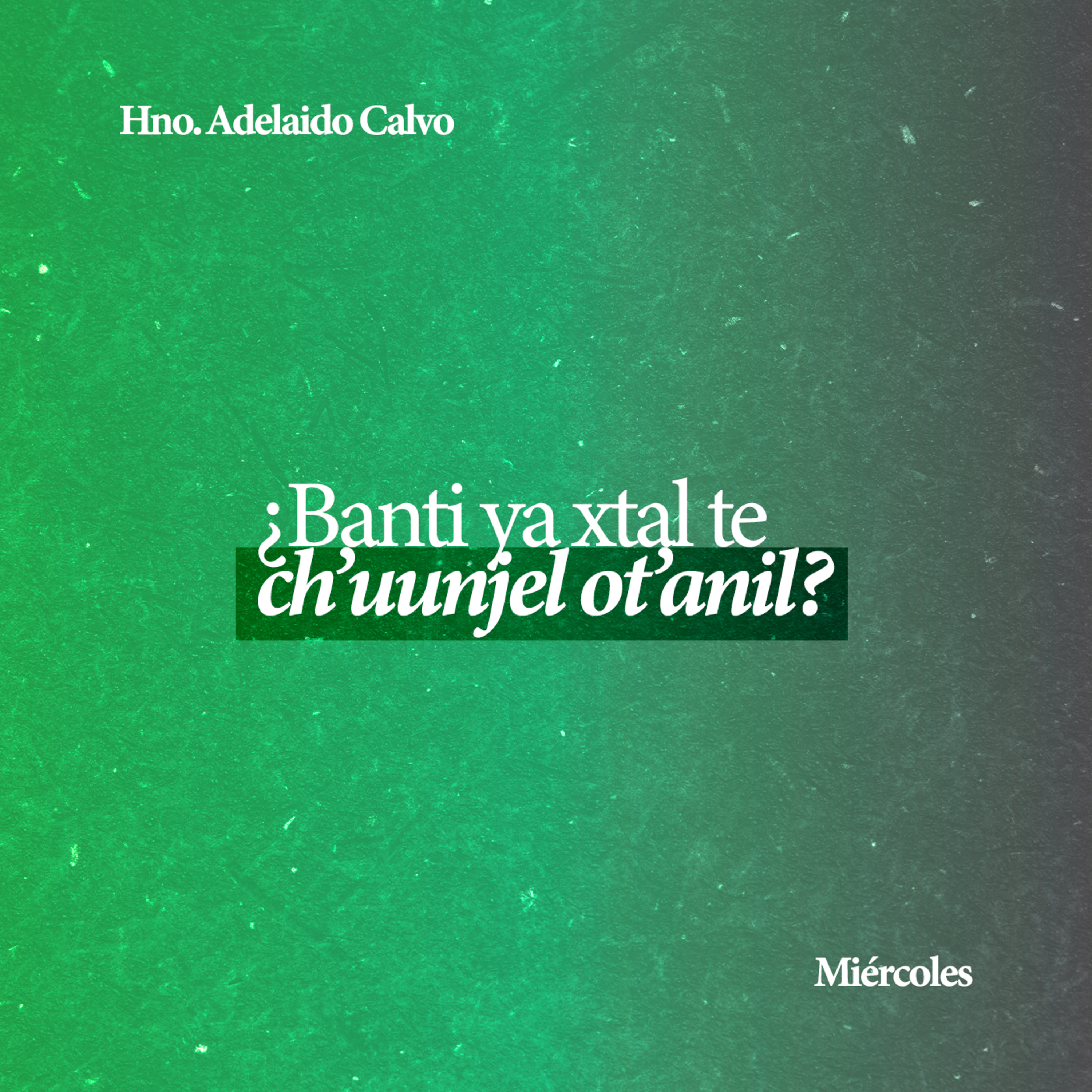 ¿Banti ya xtal te ch'uunjel ot'anil? - Hno. Adelaido Calvo