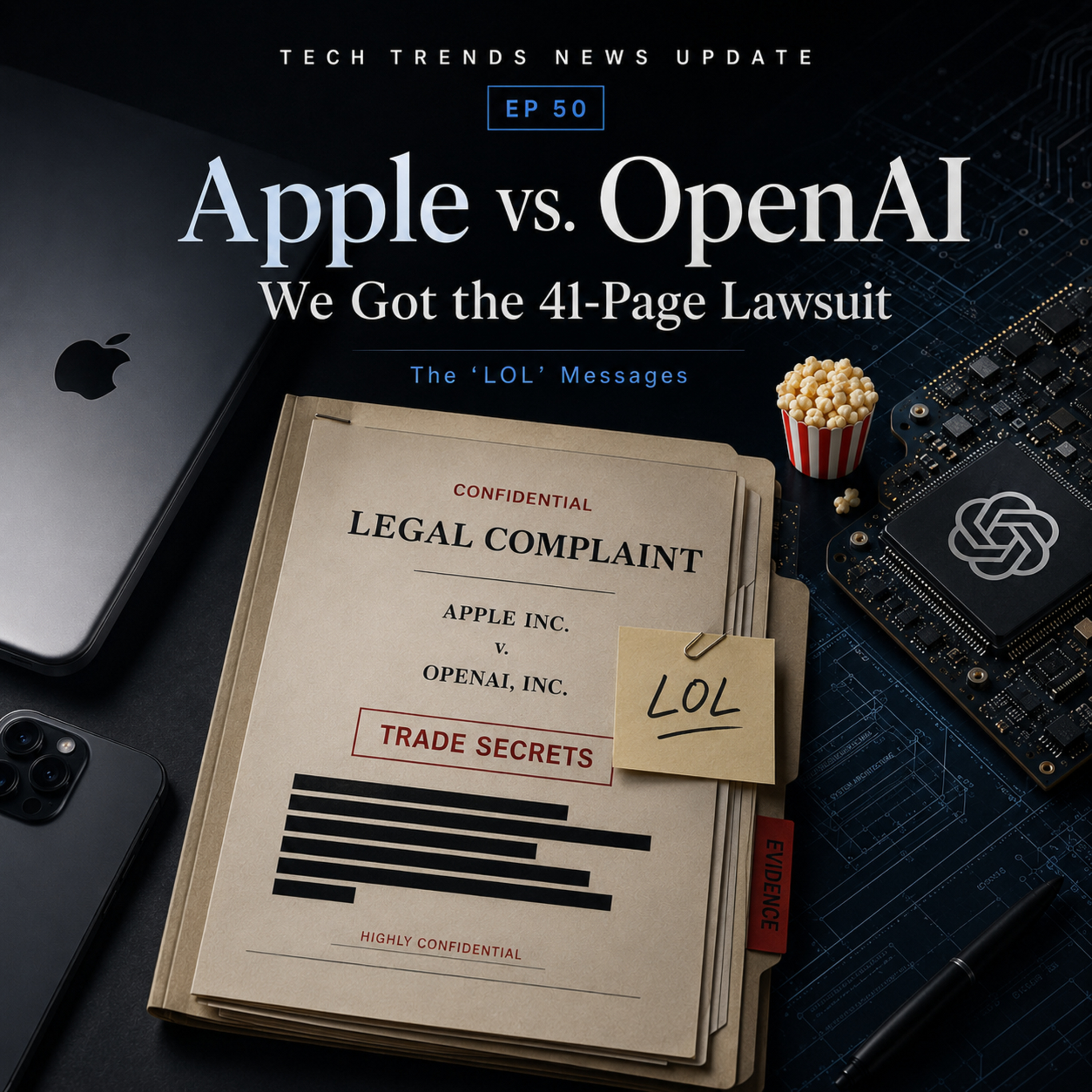 Apple vs. OpenAI: We Got the 41-Page Lawsuit. Here’s What the “LOL” Messages and Discovery Could Expose episode artwork