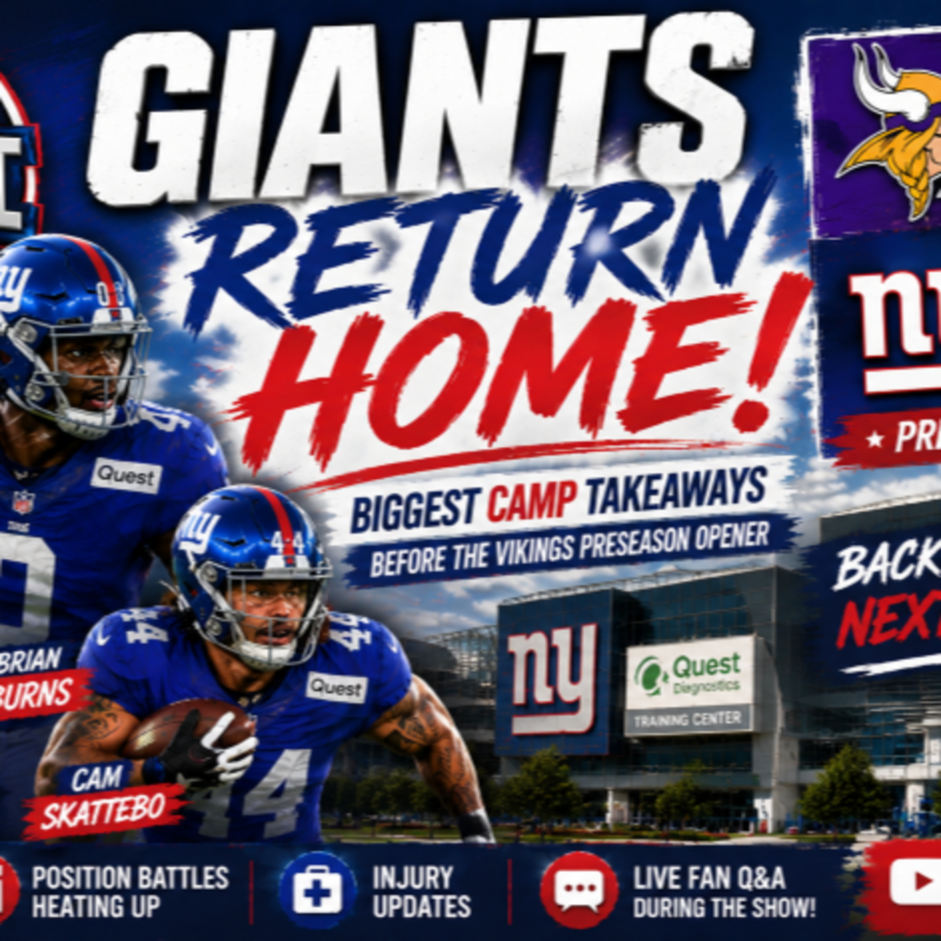 🔥 Giants Return Home! Biggest Camp Takeaways Before the Vikings Preseason Opener episode artwork
