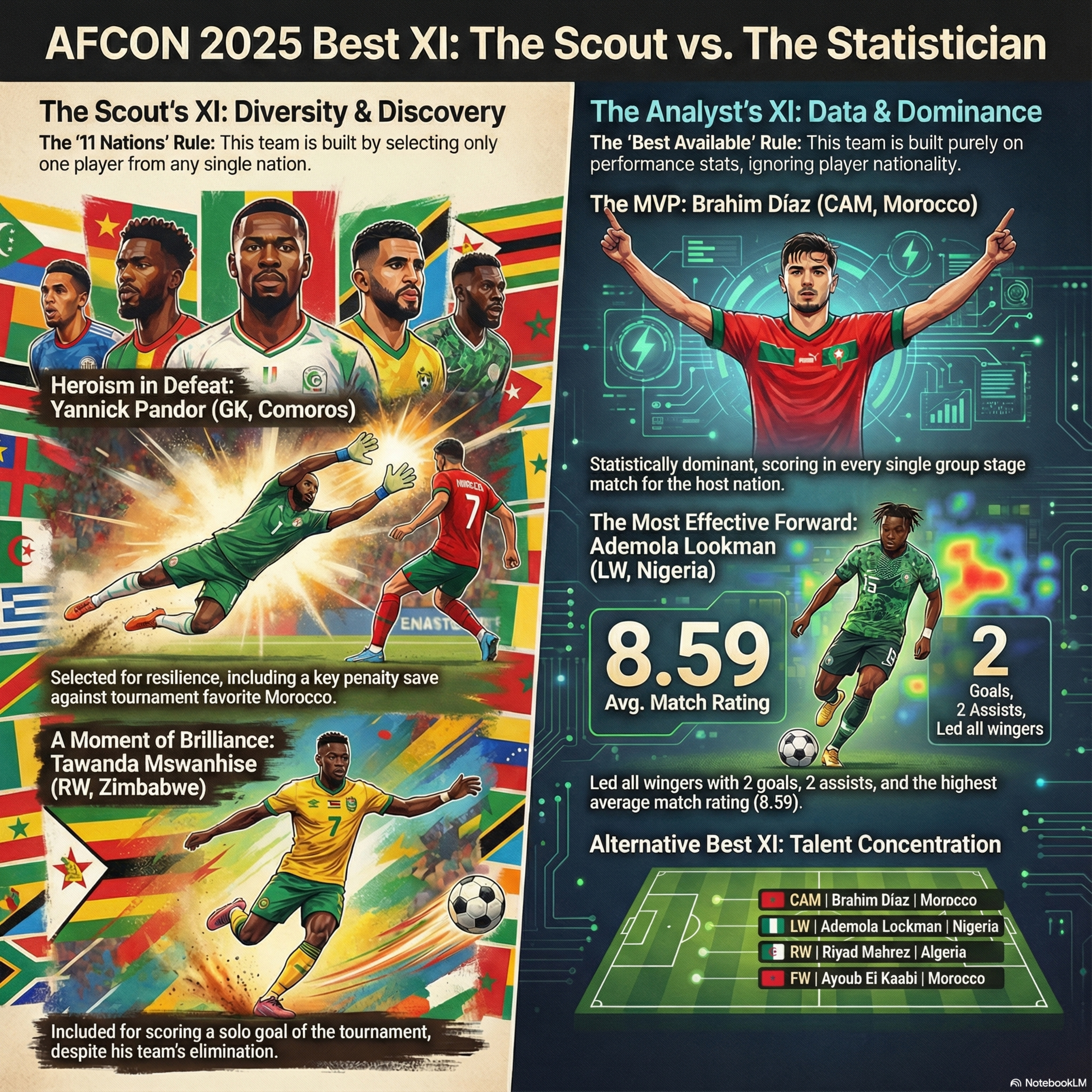 AFCON Best XI Diversity Versus Data