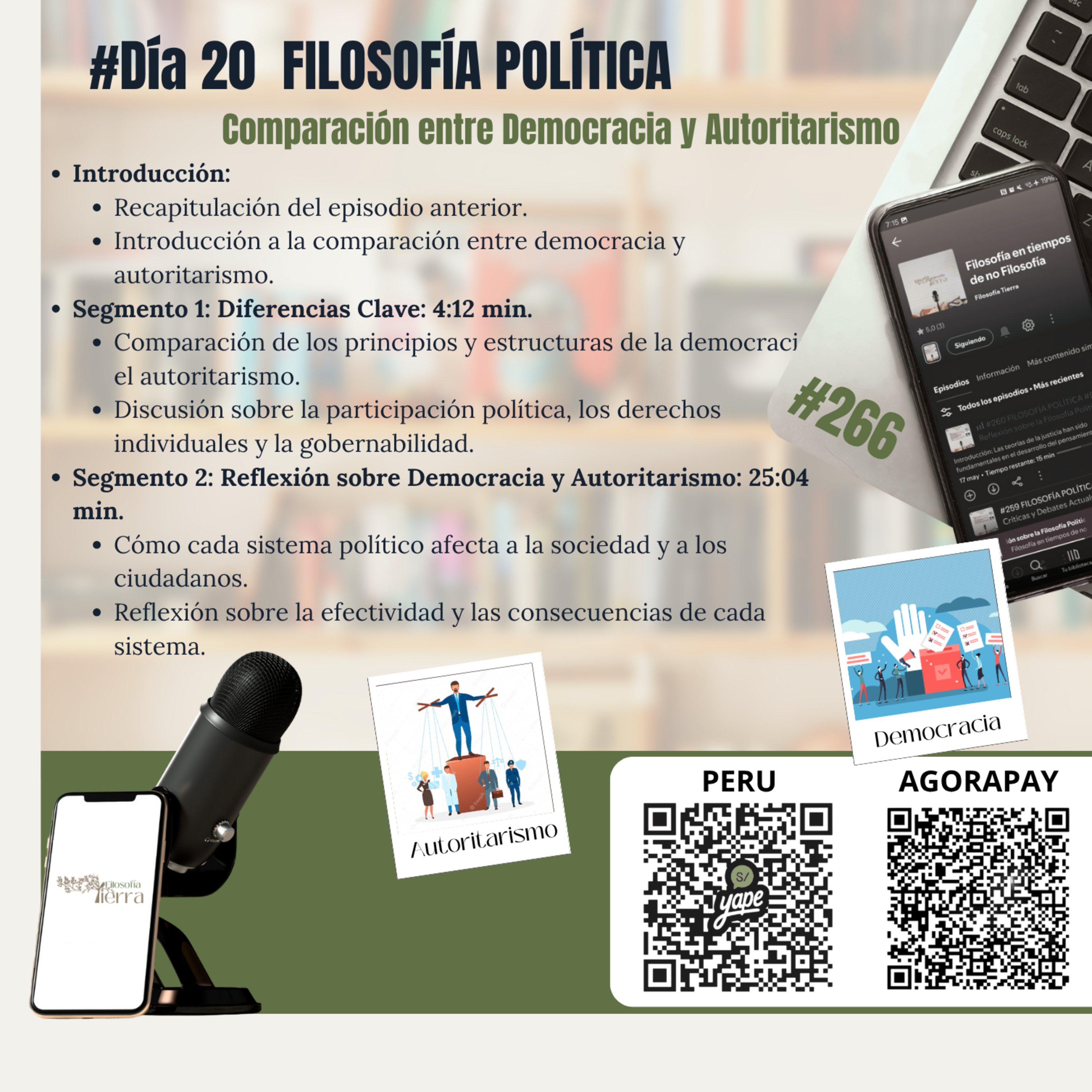 #266 FILOSOFÍA POLÍTICA #Día20 | Comparación entre Democracia y Autoritarismo episode artwork