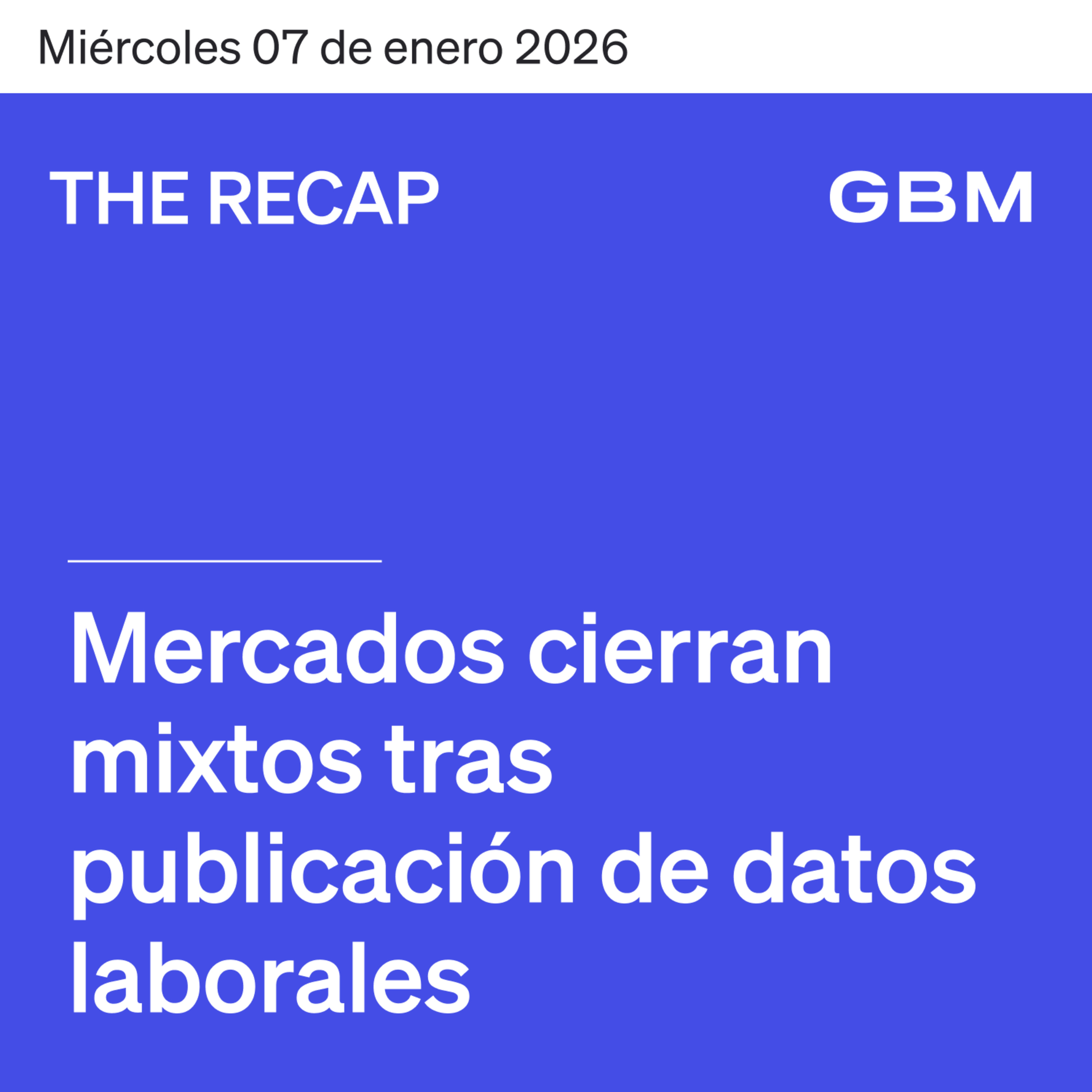 THE RECAP 07-01-26 | Mercados en EE.UU mixtos tras publicación de datos de empleo. episode artwork