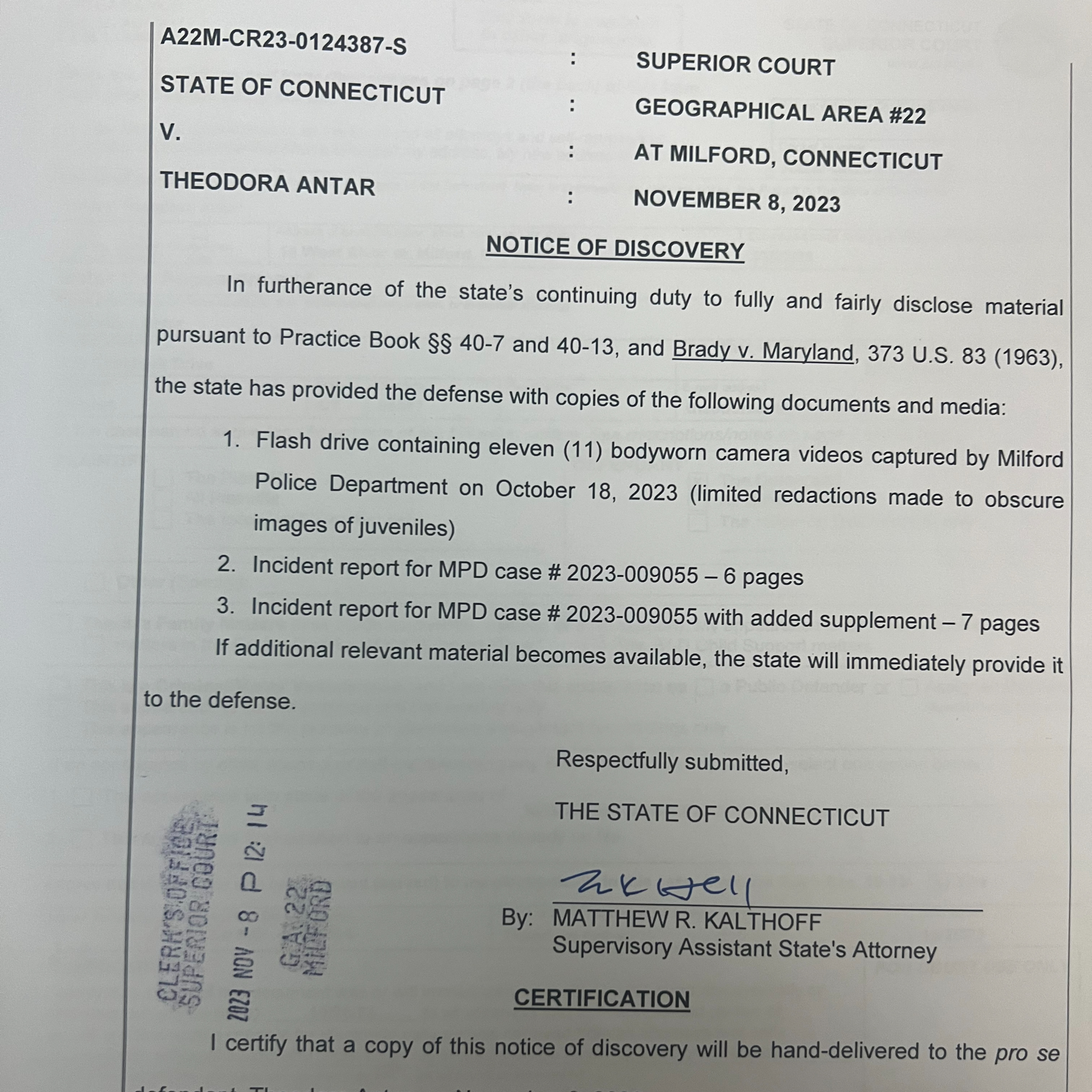 Matthew Kalthoff, States Attorney in Milford, CT, Tries to Coerce Theodora Antar into Taking a Plea Deal After an Unlawful Arrest episode artwork
