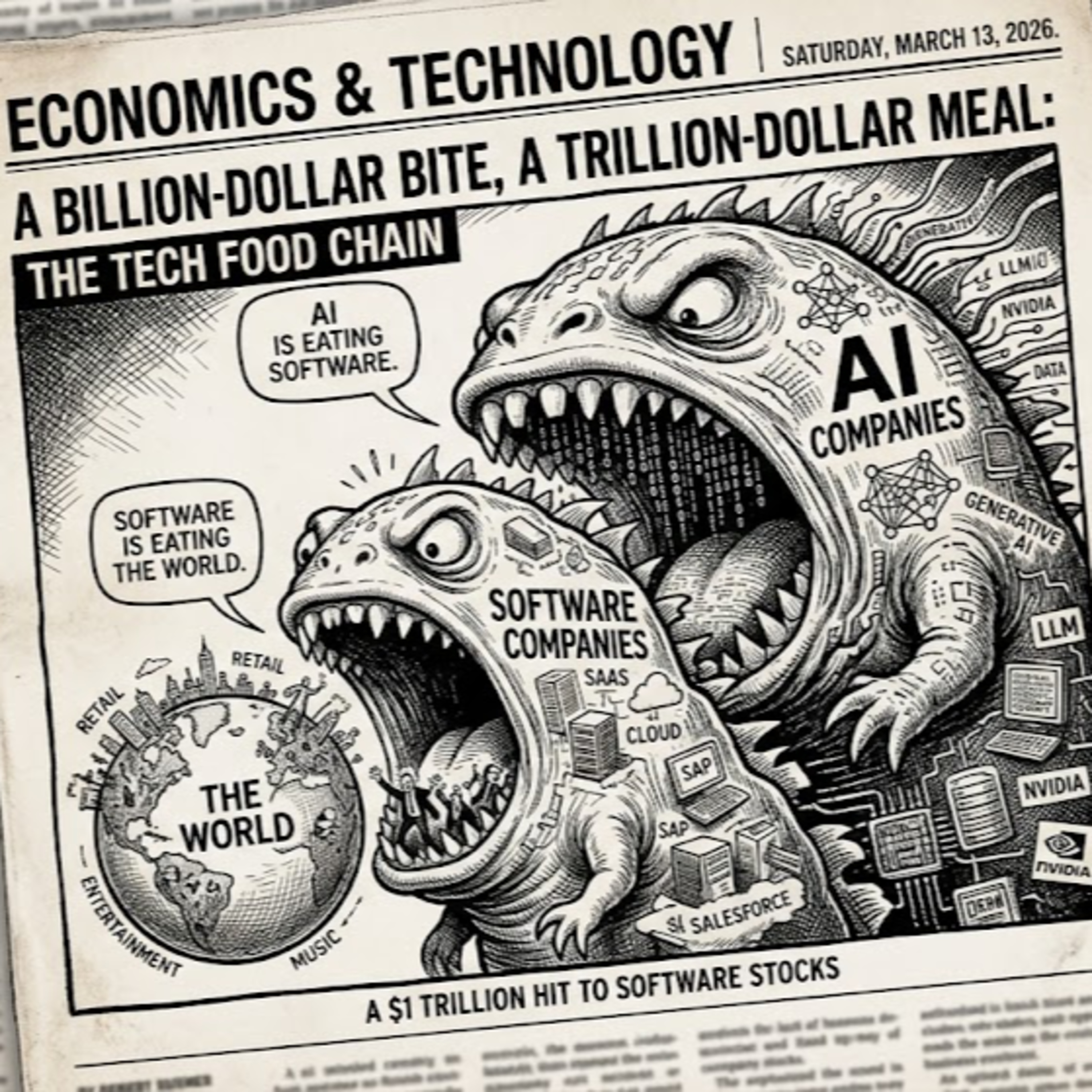 AI Gives Software Stocks a $1 Trillion Hit / AIがソフトウェア株に1兆ドルの打撃を与える