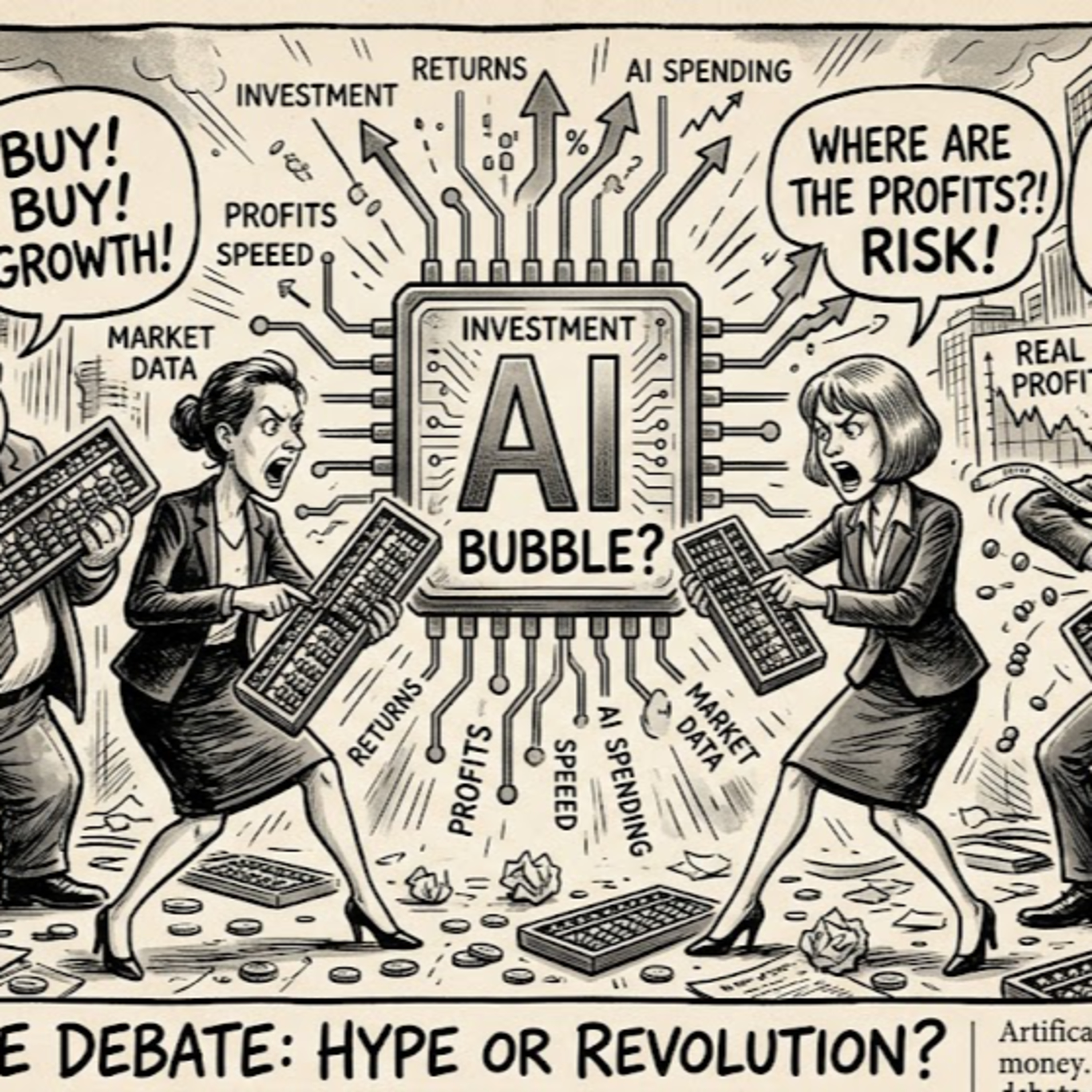 AI Spending Surge Fuels Bubble Warnings — AI投資にバブル懸念　過熱許容論も