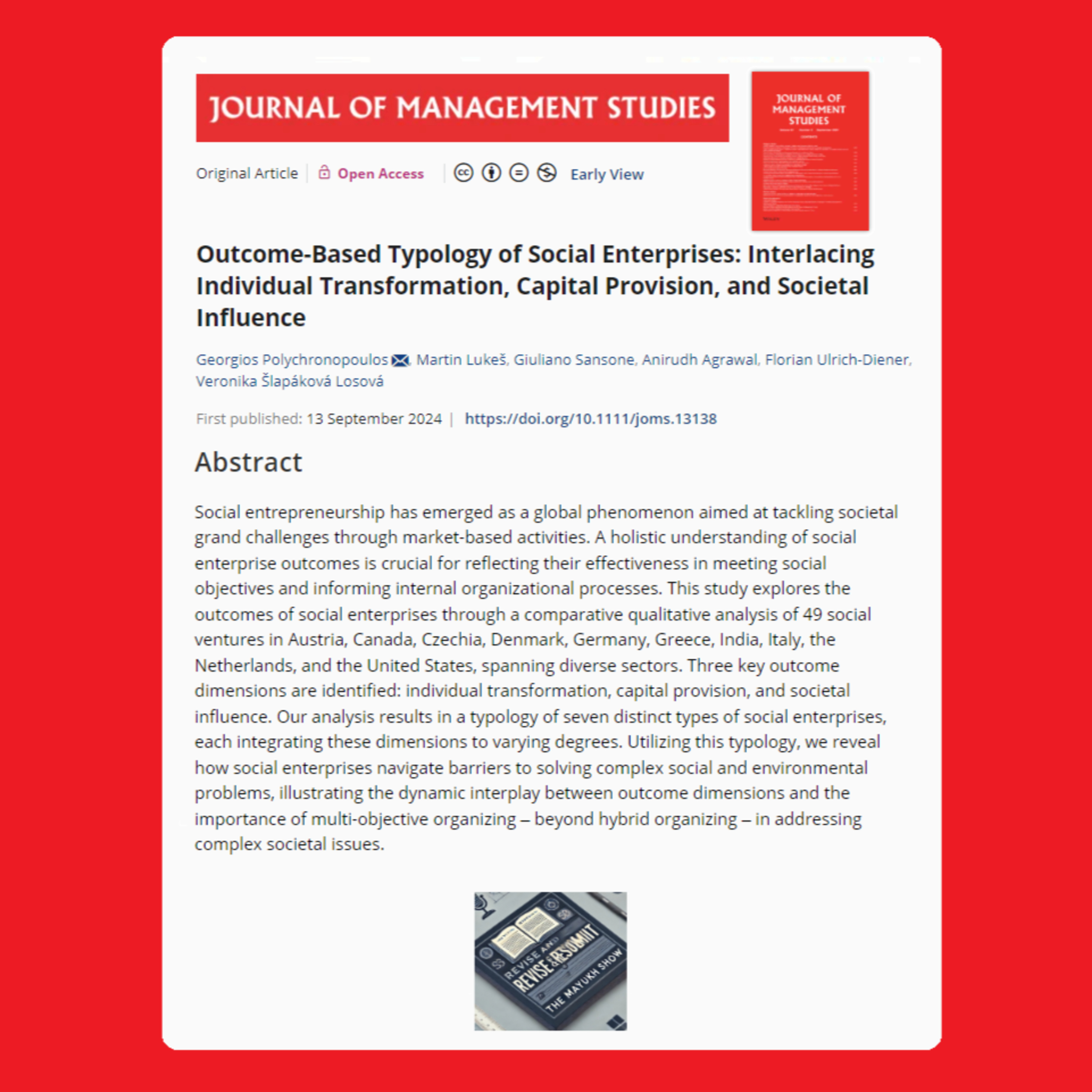 Outcome-Based Typology of Social Enterprises (Polychronopoulos et al., 2024)