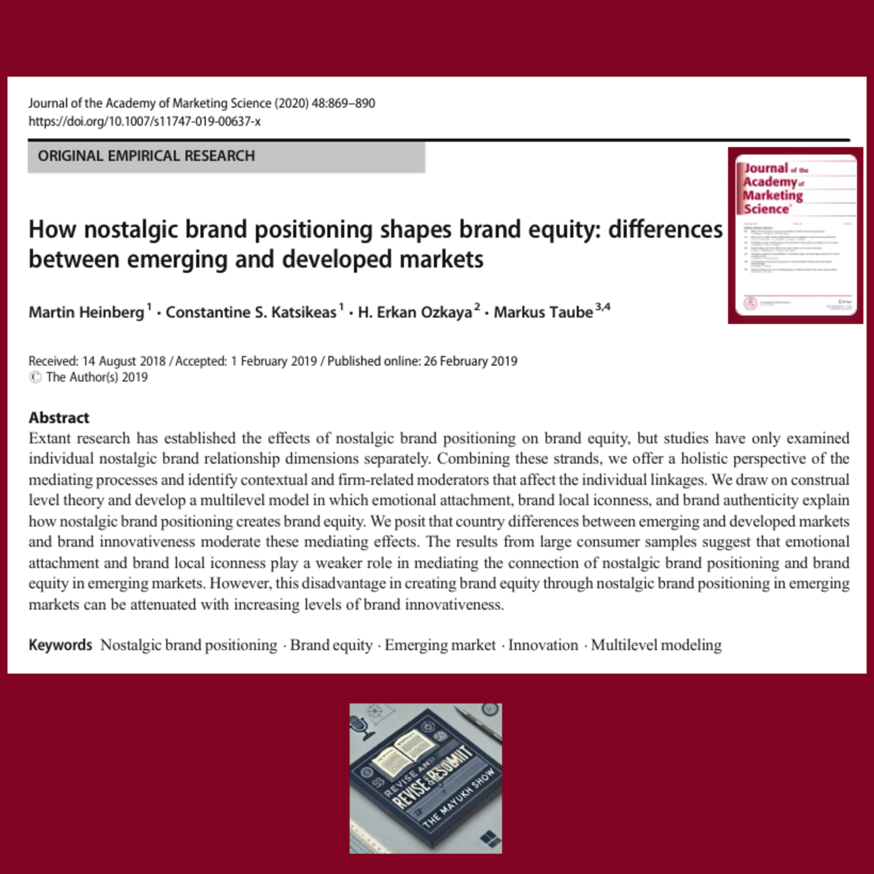 How Nostalgic Brand Positioning Shapes Brand Equity (Heinberg et al., 2020)