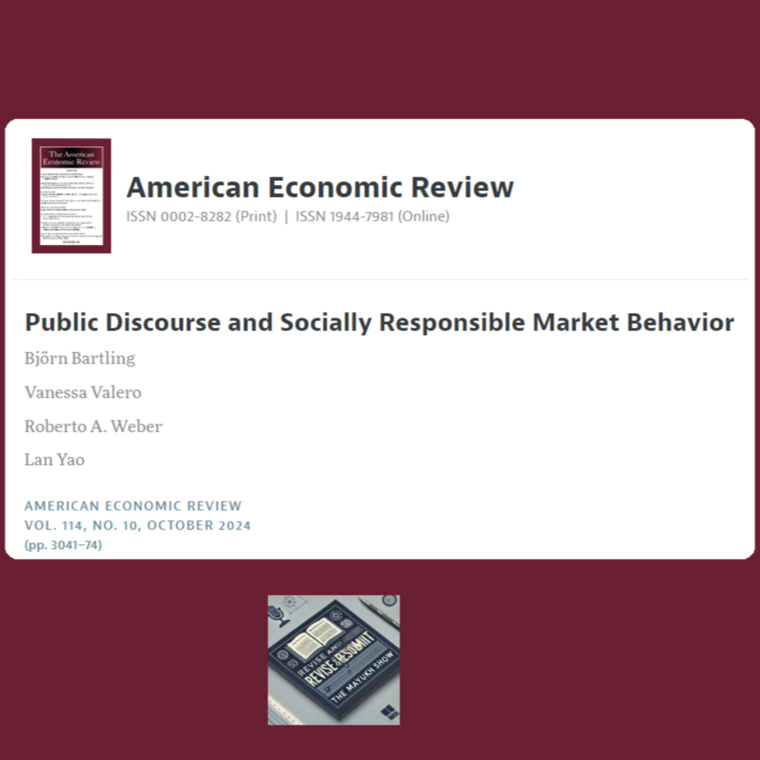 Public Discourse and Socially Responsible Market Behavior (Bartling et al., 2024)