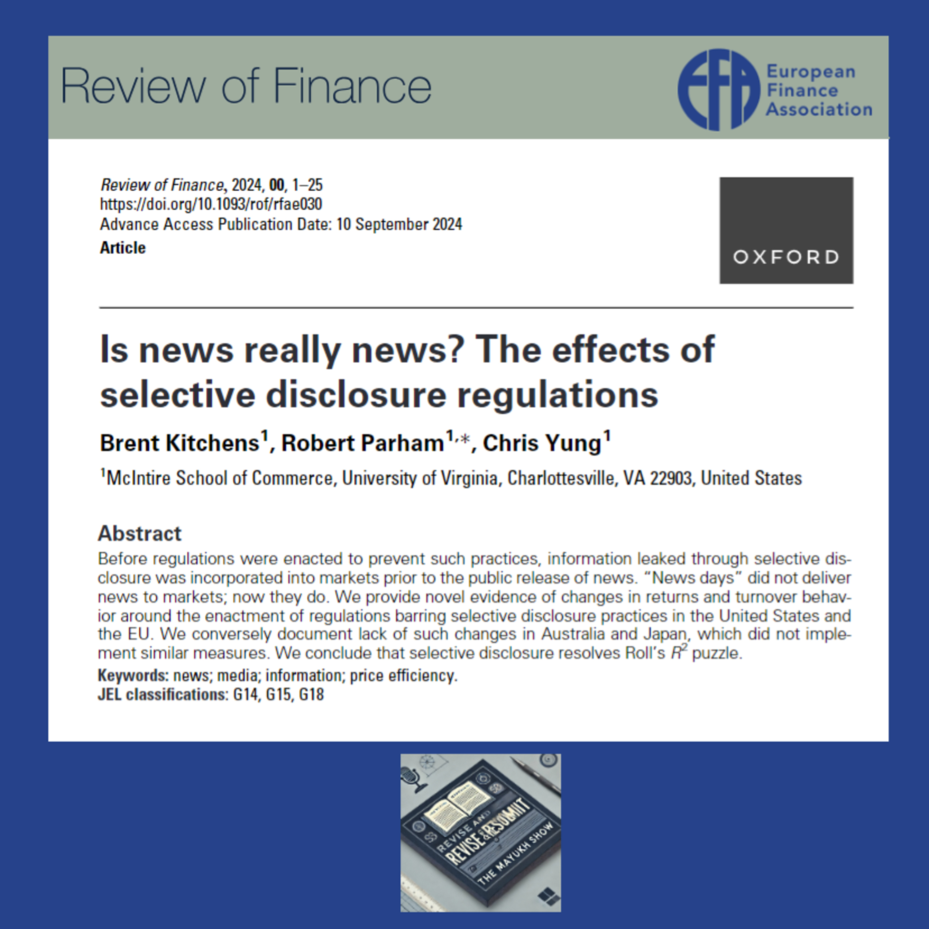 Is news really news? The effects of selective disclosure regulations (Kitchens et al., 2024)