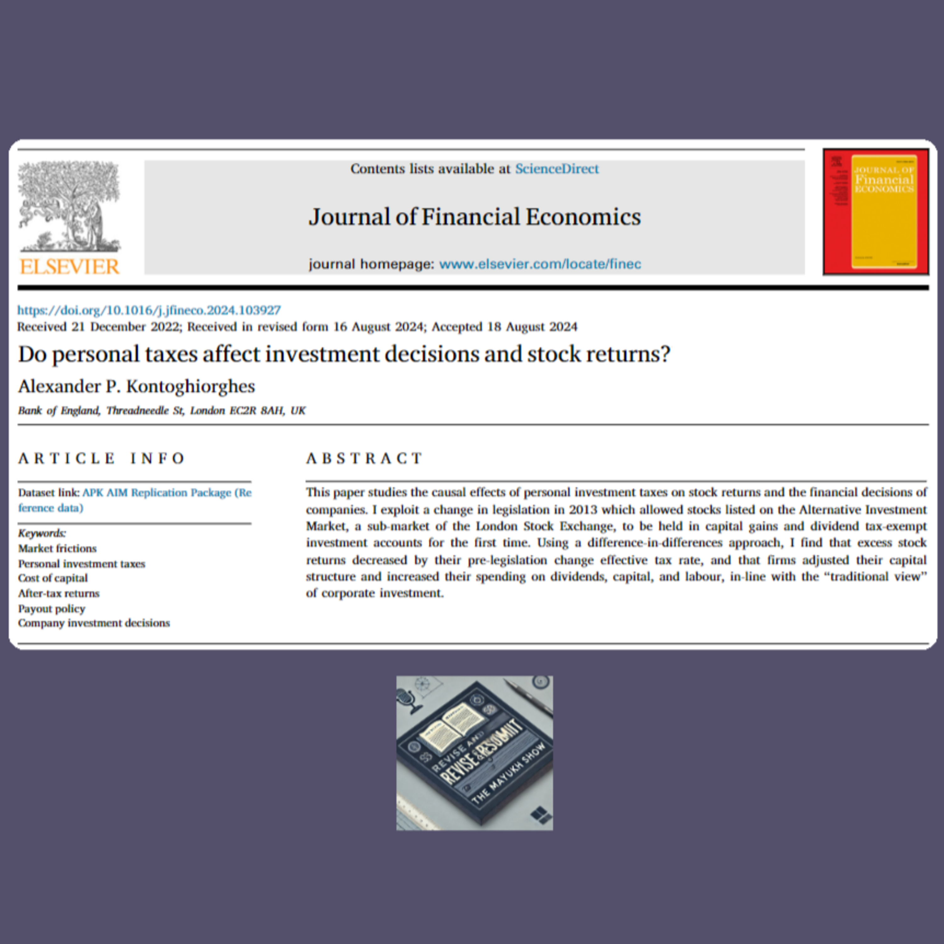 Do personal taxes affect investment decisions and stock returns? (Kontoghiorghes, 2024)