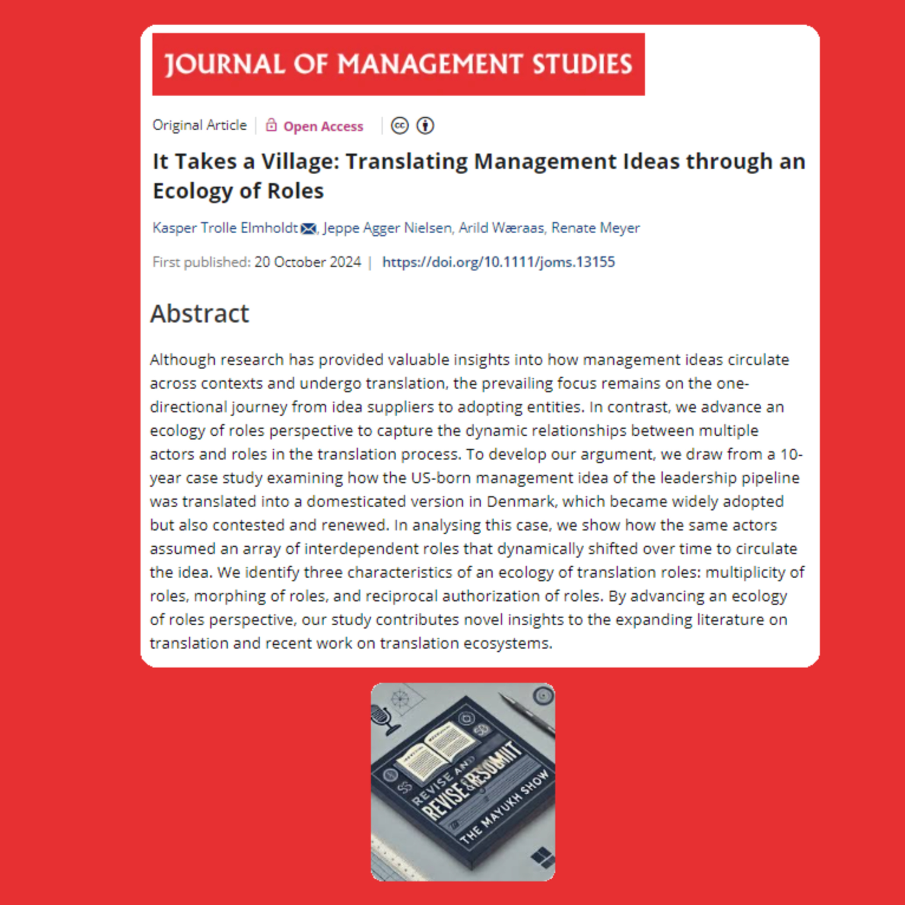 It Takes a Village: Translating Management Ideas through an Ecology of Roles (Elmholdt et al., 2024)