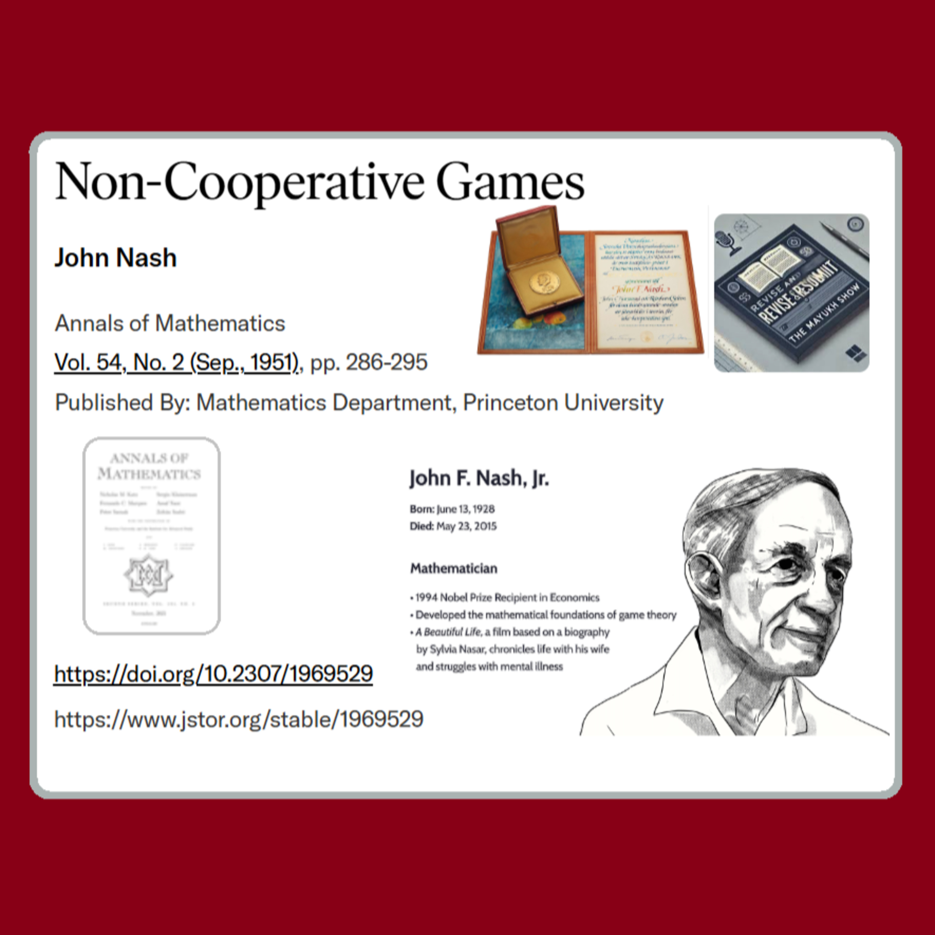 Non-Cooperative Games (Nash, 1951) - Weekend Classics