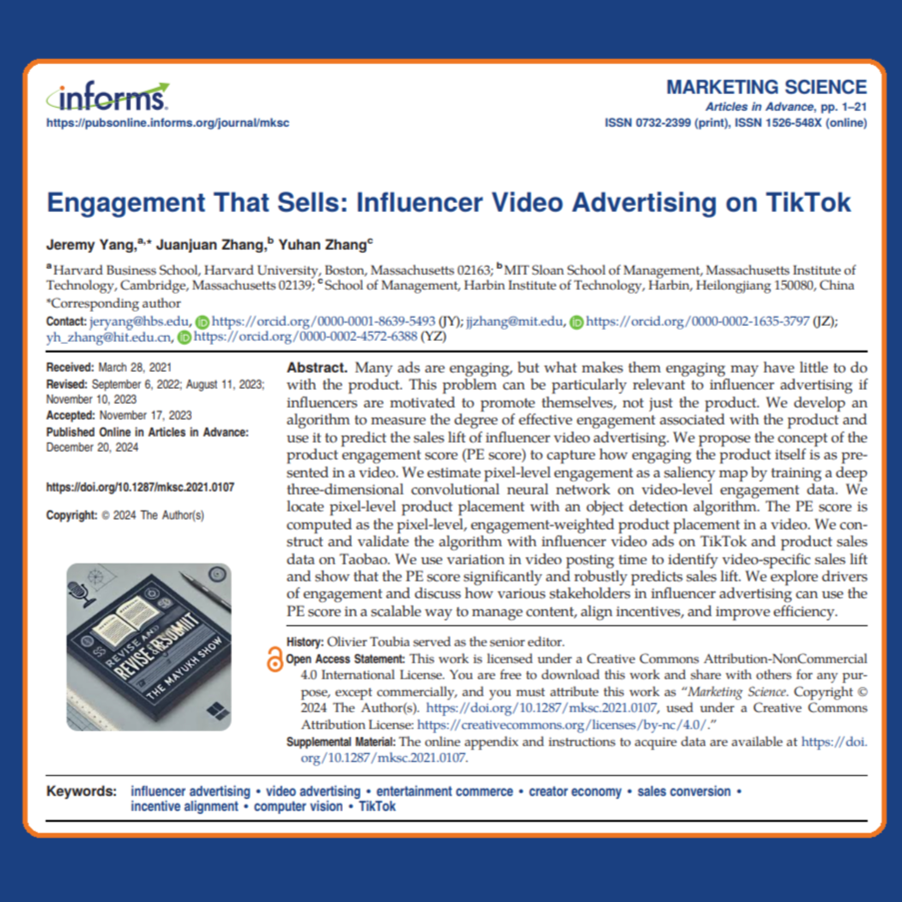 Engagement That Sells: Influencer Video Advertising on TikTok (Yang et al., 2024) episode artwork