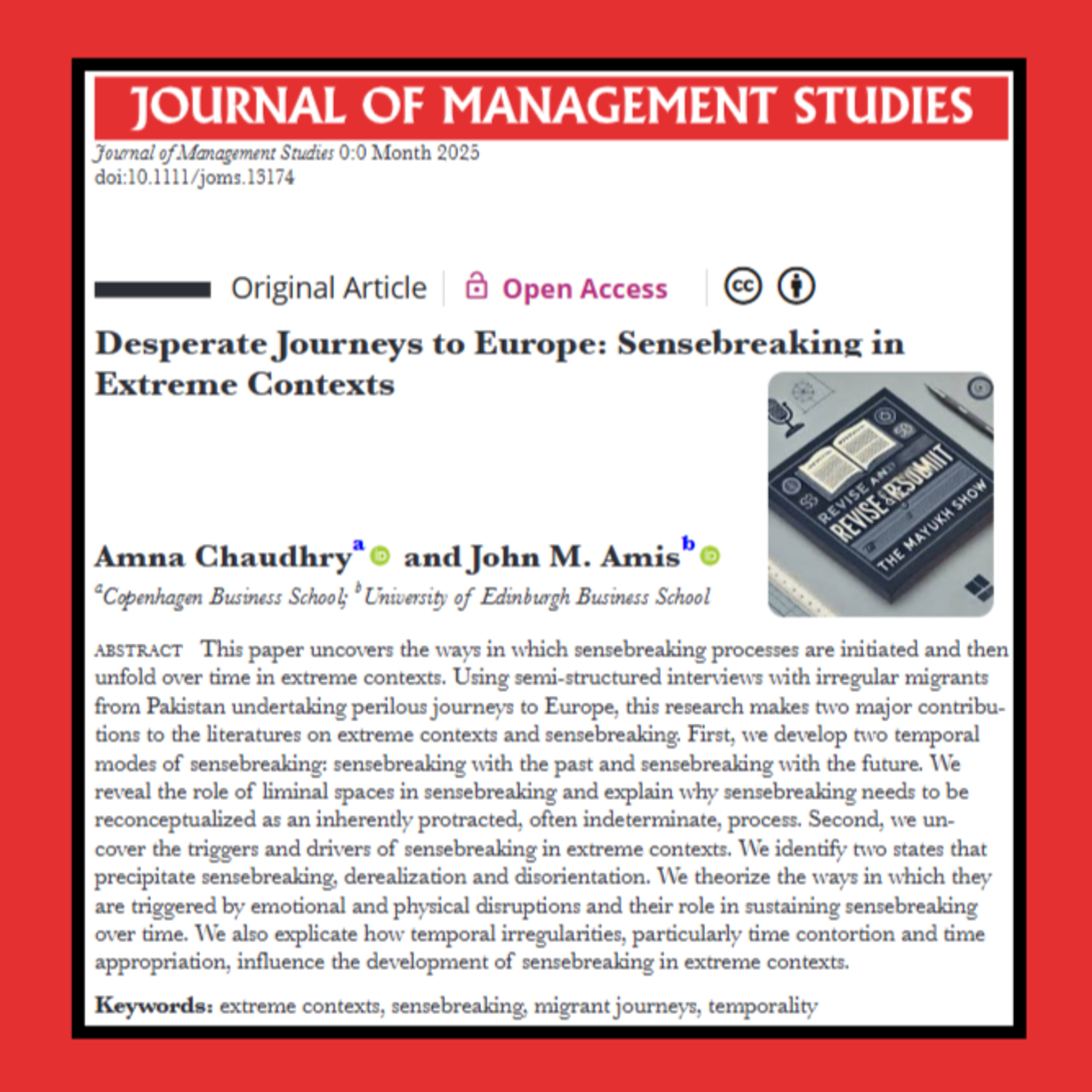 Desperate Journeys to Europe: Sensebreaking in Extreme Contexts (Chaudhry & Amis, 2025) episode artwork