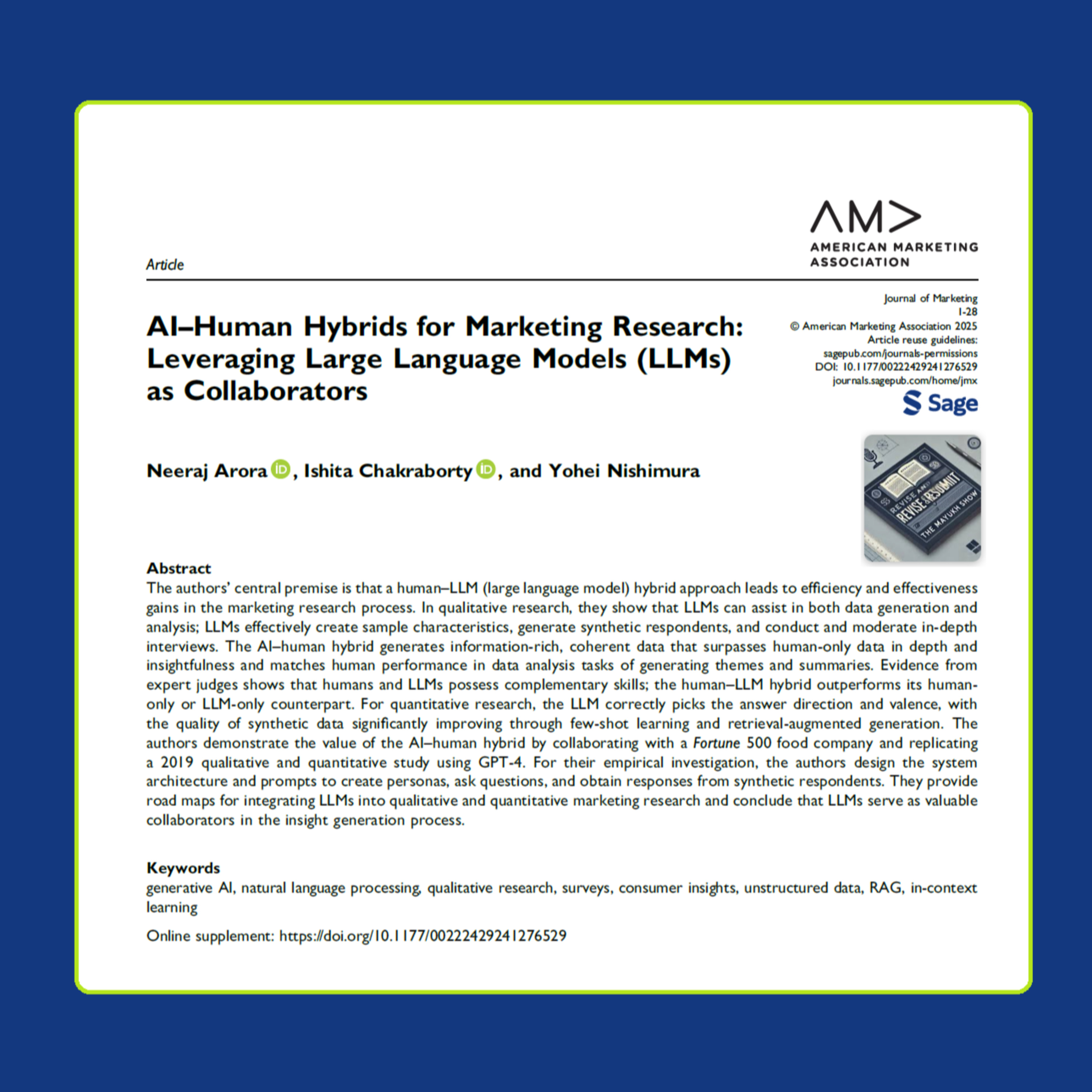 AI–Human Hybrids for Marketing Research (Arora et al., 2025)