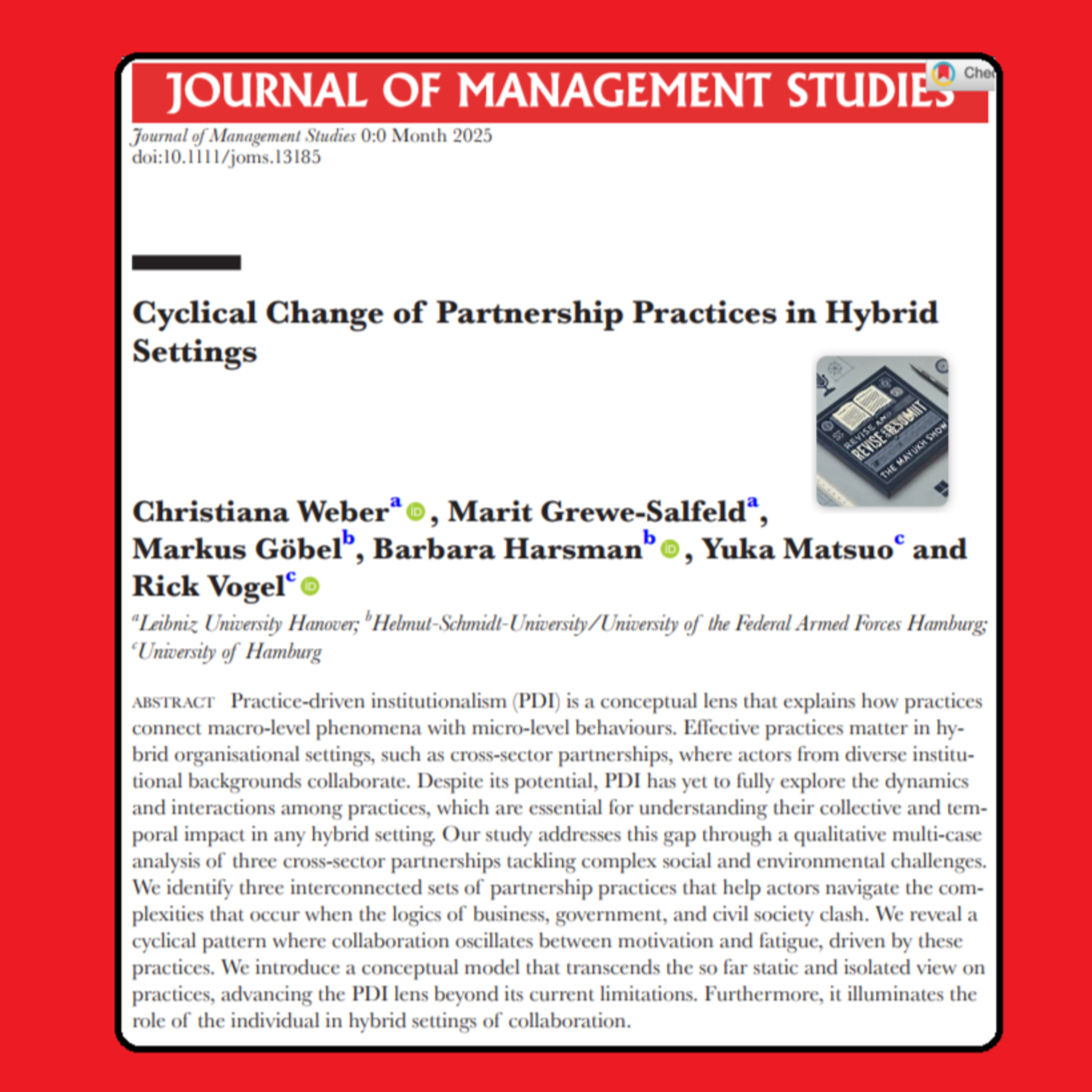 The SHOCKING Cycle Behind Cross-Sector Partnerships | Weber et al. (2025) FT50 Journal