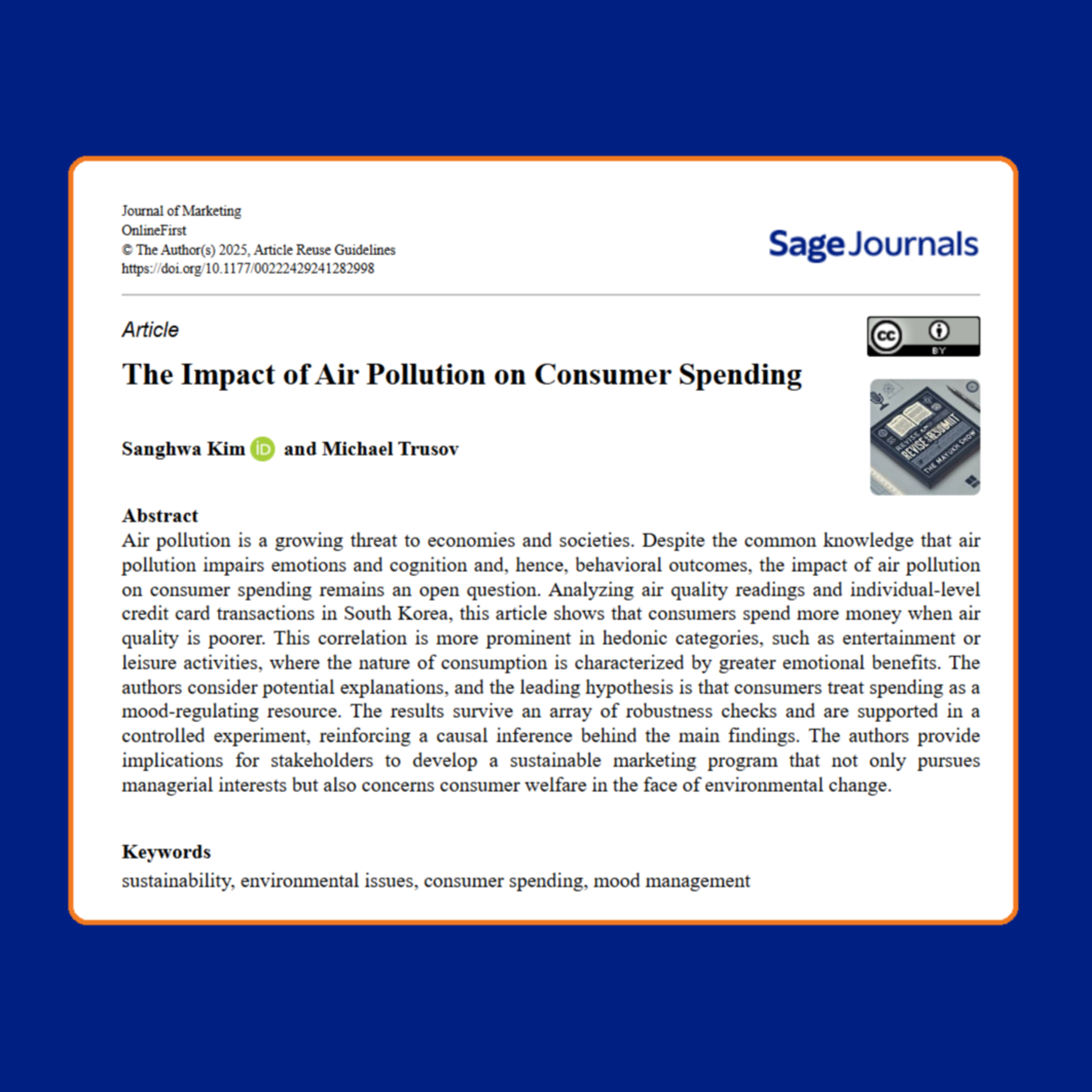 The Impact of Air Pollution on Consumer Spending⁠ (Kim & Trusov, 2025)