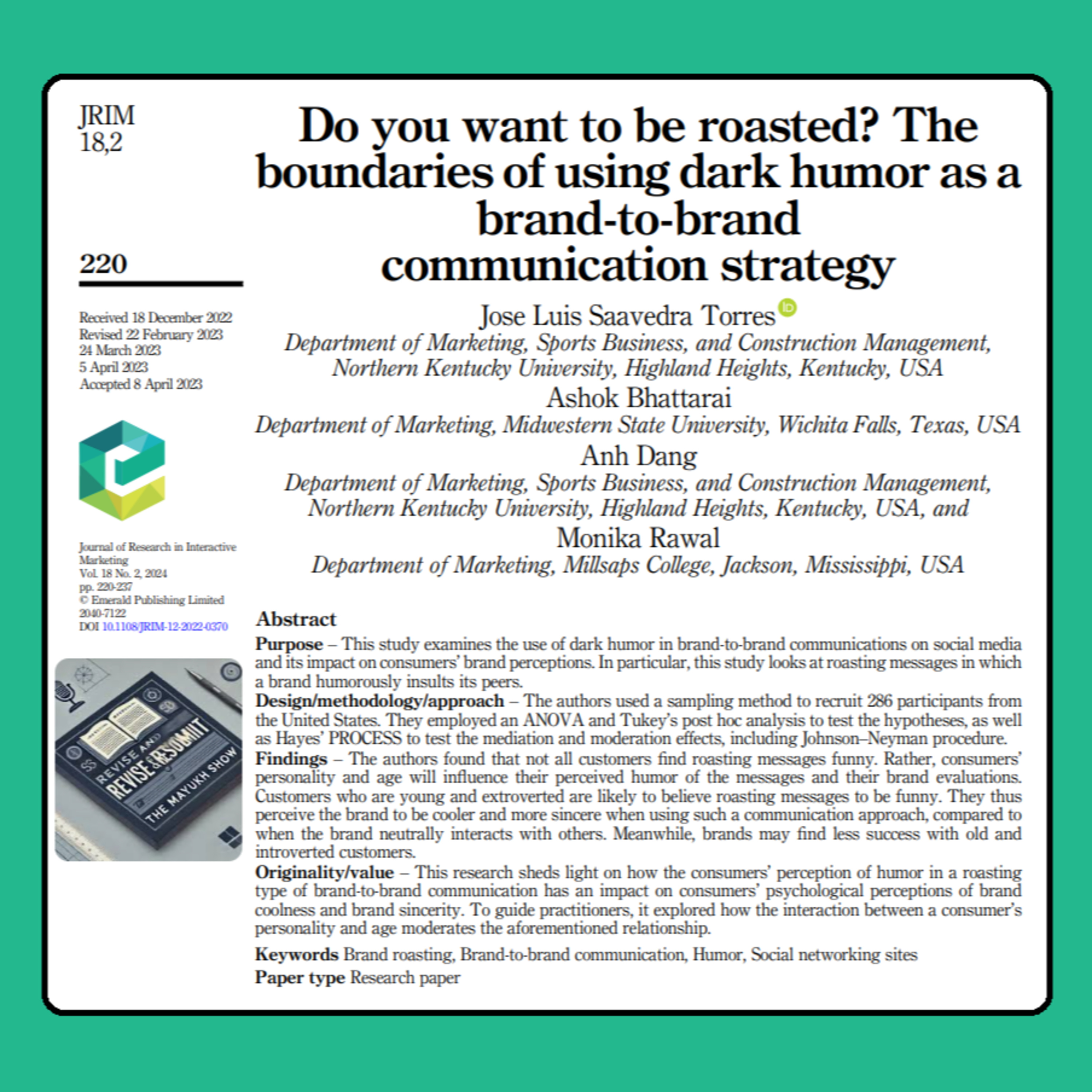 From AIB to BeerBiceps: Do Brands Risk It All by endorsing Dark Humor? (Torres et al., 2024) episode artwork