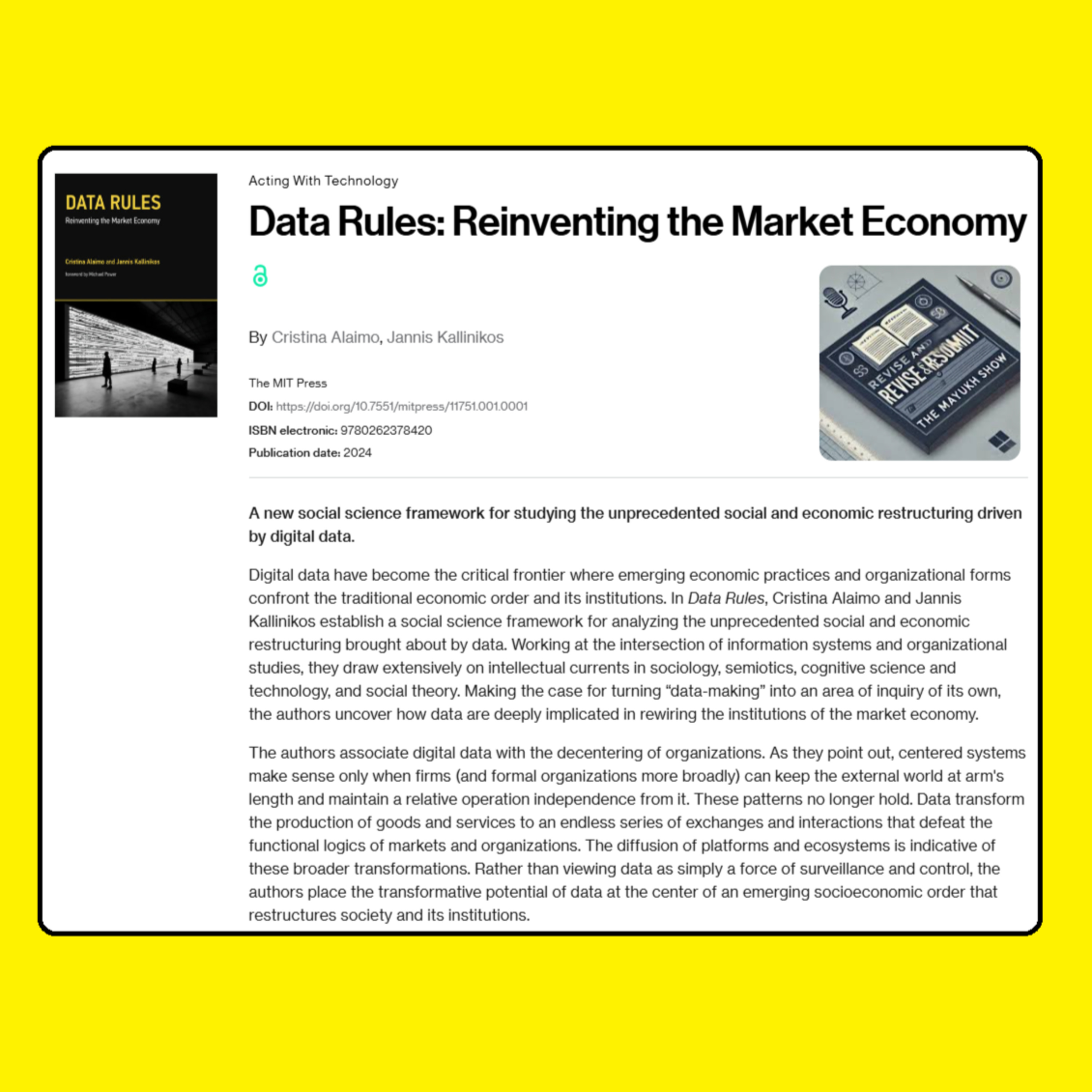 Data Rules: Reinventing the Market Economy (Alaimo & Kallinikos, 2024) - Weekend Book Review episode artwork