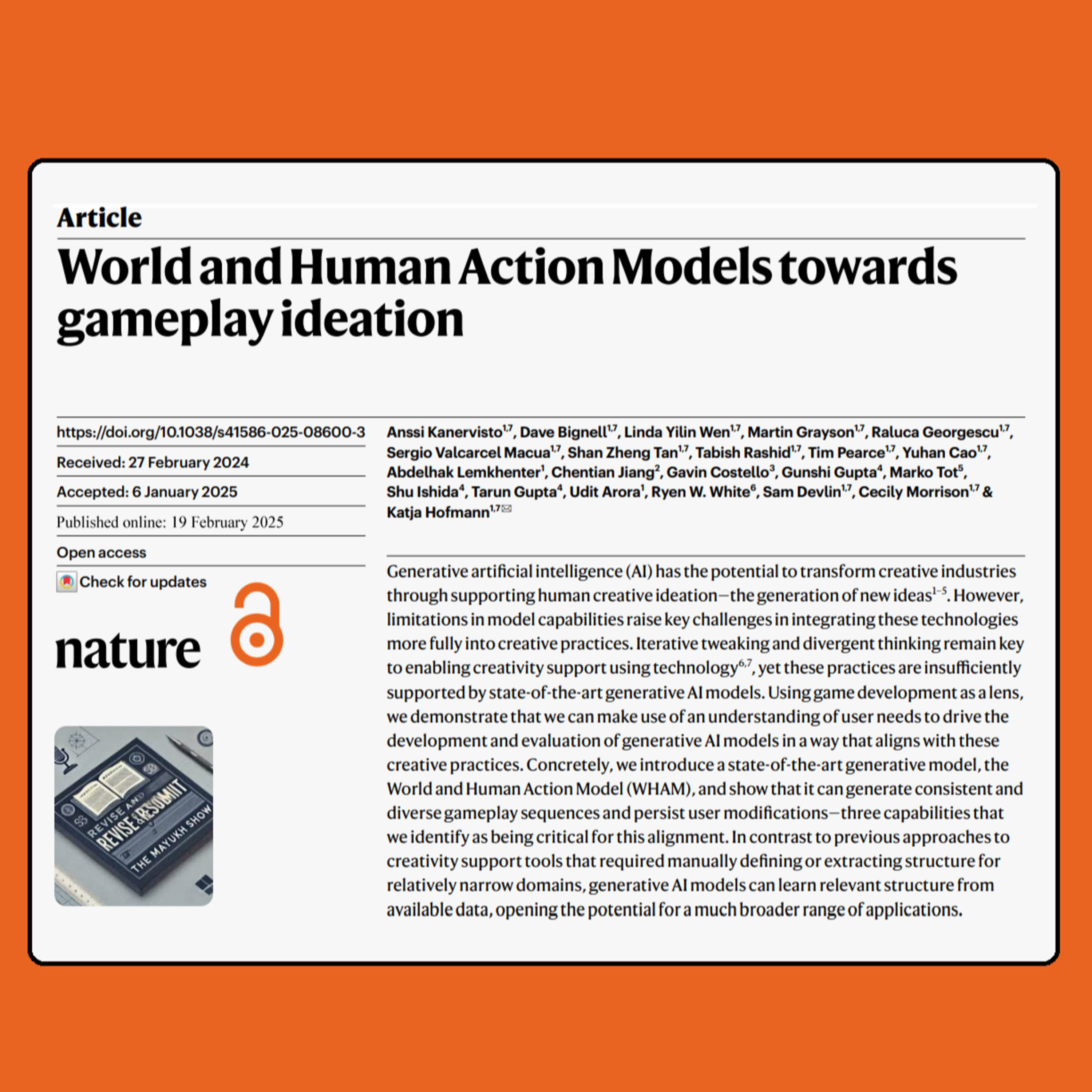 World and Human Action Models towards gameplay ideation (Kanervisto et al., 2025) episode artwork