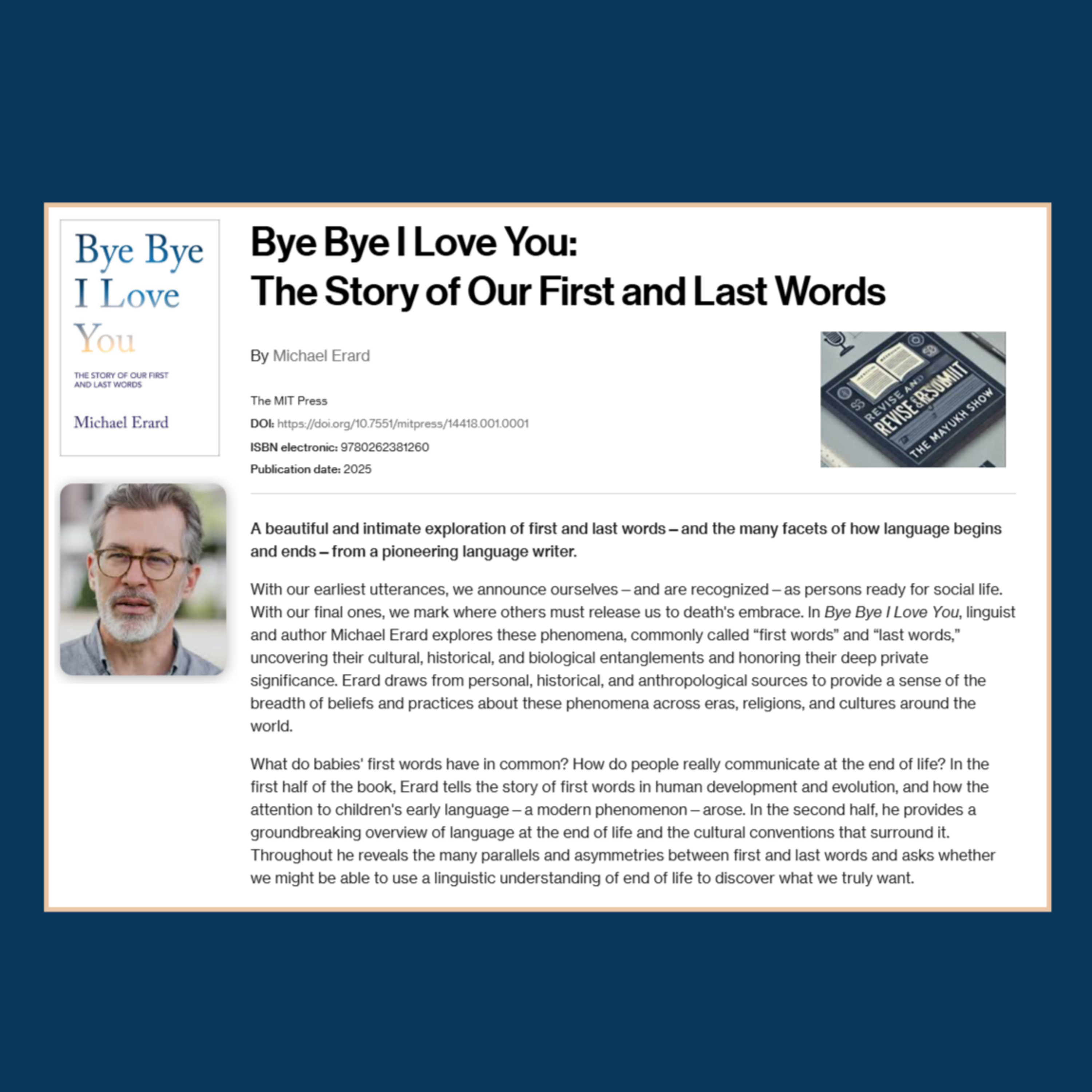Bye Bye I Love You: The Story of Our First and Last Words⁠ (Erard 2025) - Weekend Book Review