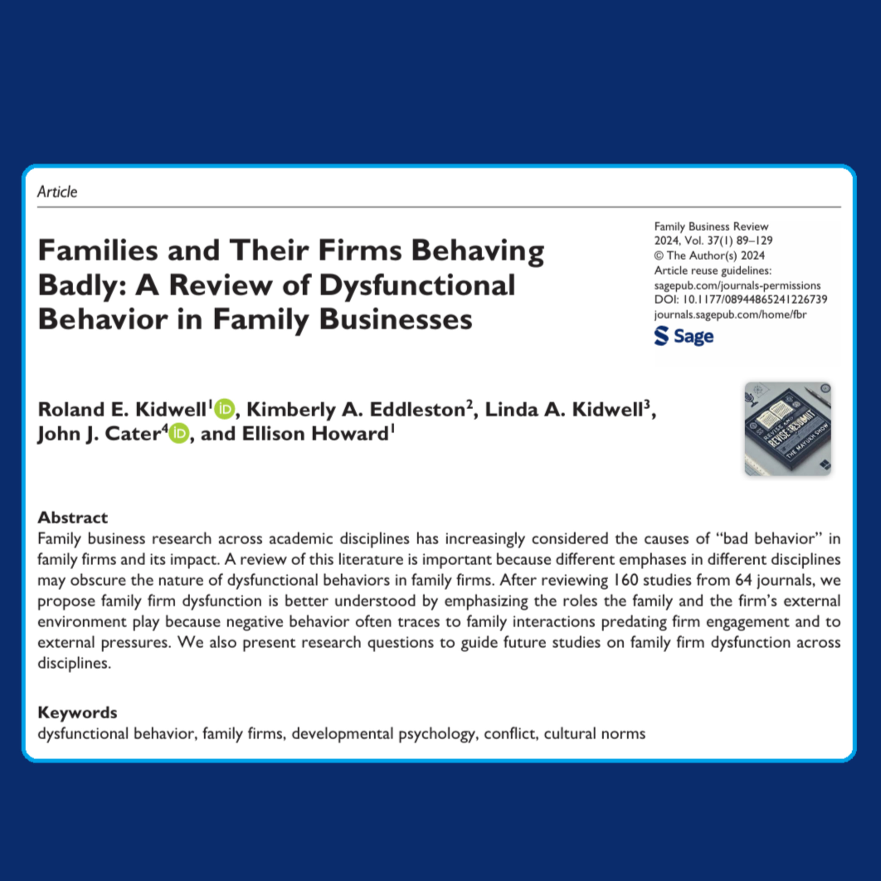 Families and Their Firms Behaving Badly (Kidwell et al 2024)| VSSER25 episode artwork