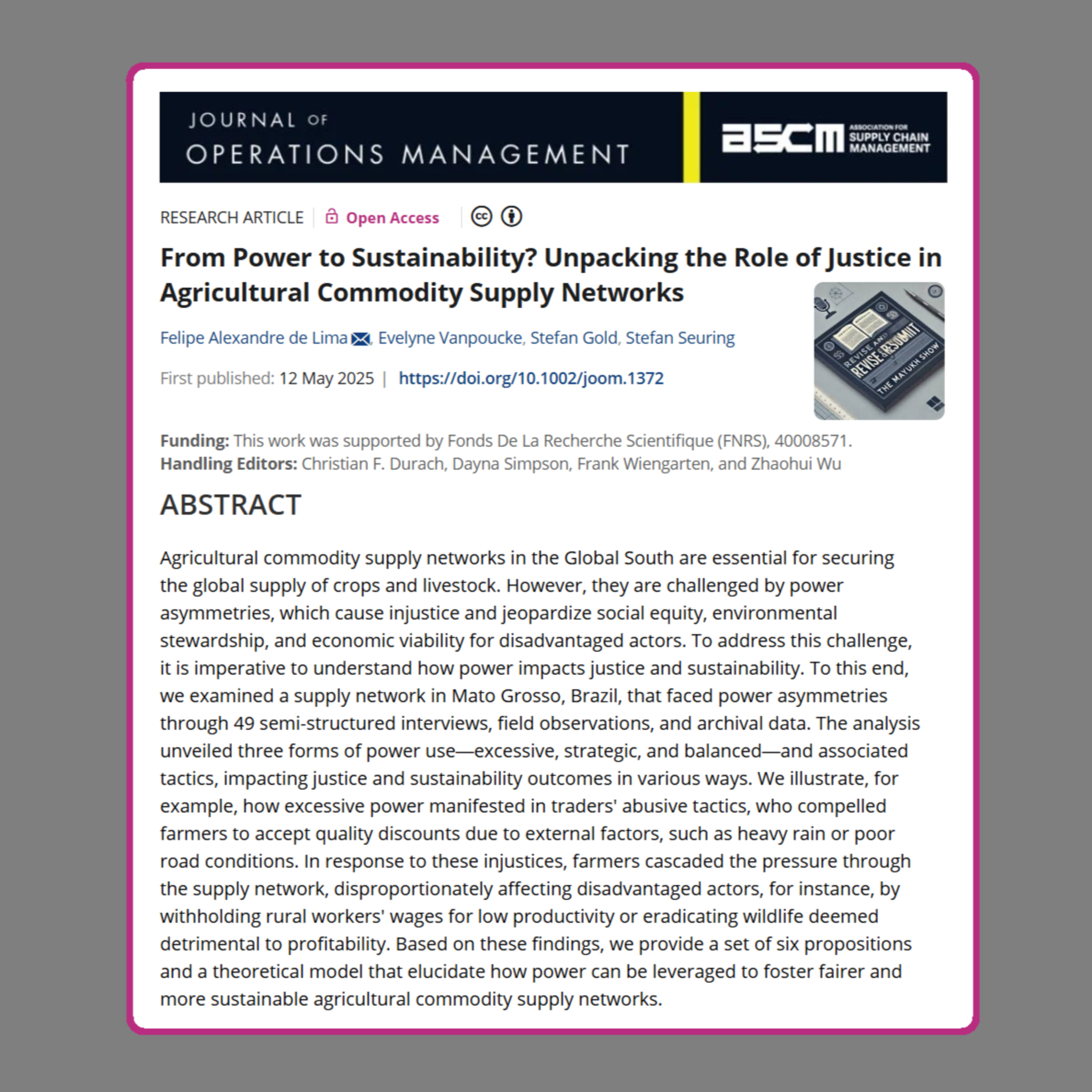 From Power to Sustainability? (de Lima et al. 2025) | FT50 JOOM episode artwork