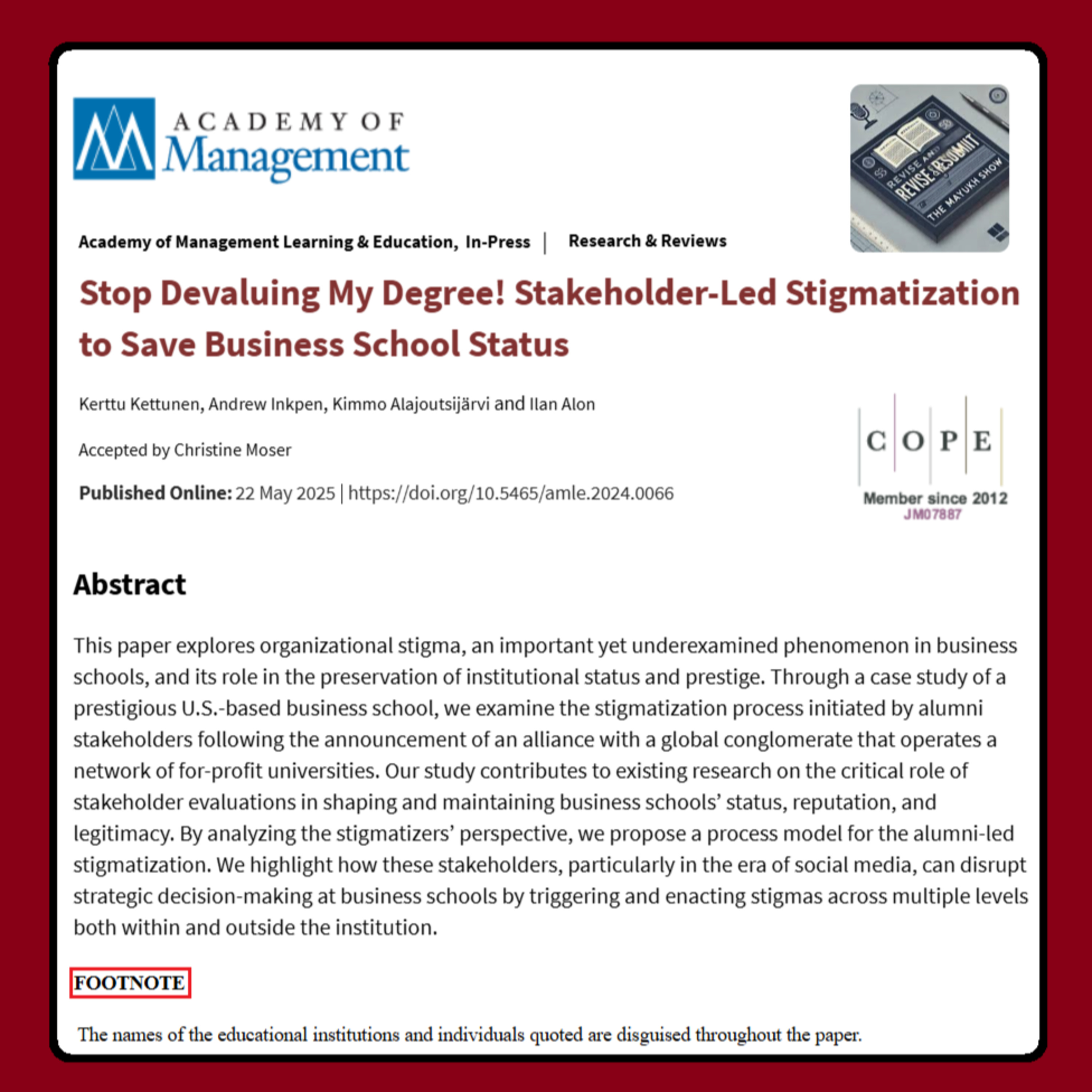 Stop Devaluing My Degree! (Kettunen et al. 2025) | AMLE ABDC-A* episode artwork