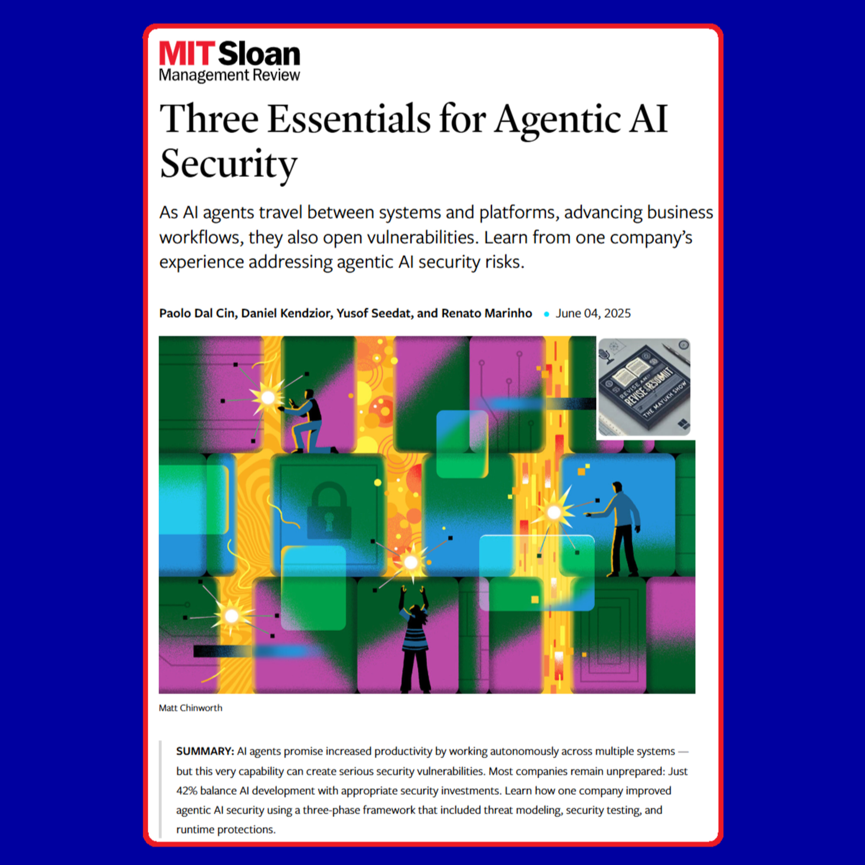 Three Essentials for Agentic AI Security (Cin et al. 2025) | FT50 MIT-SMR