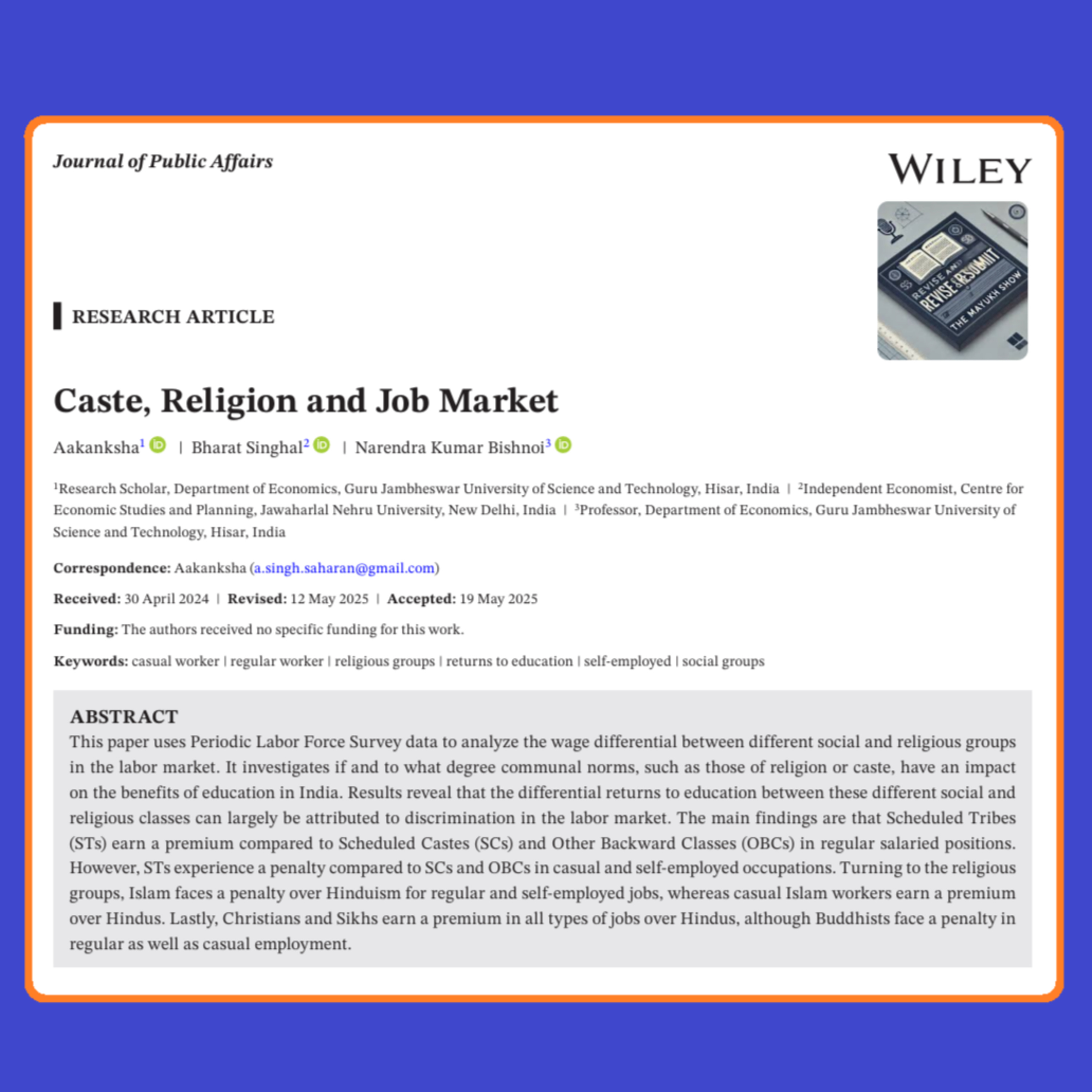 Caste, Religion and Job Market (Aakanksha et al. 2025) episode artwork