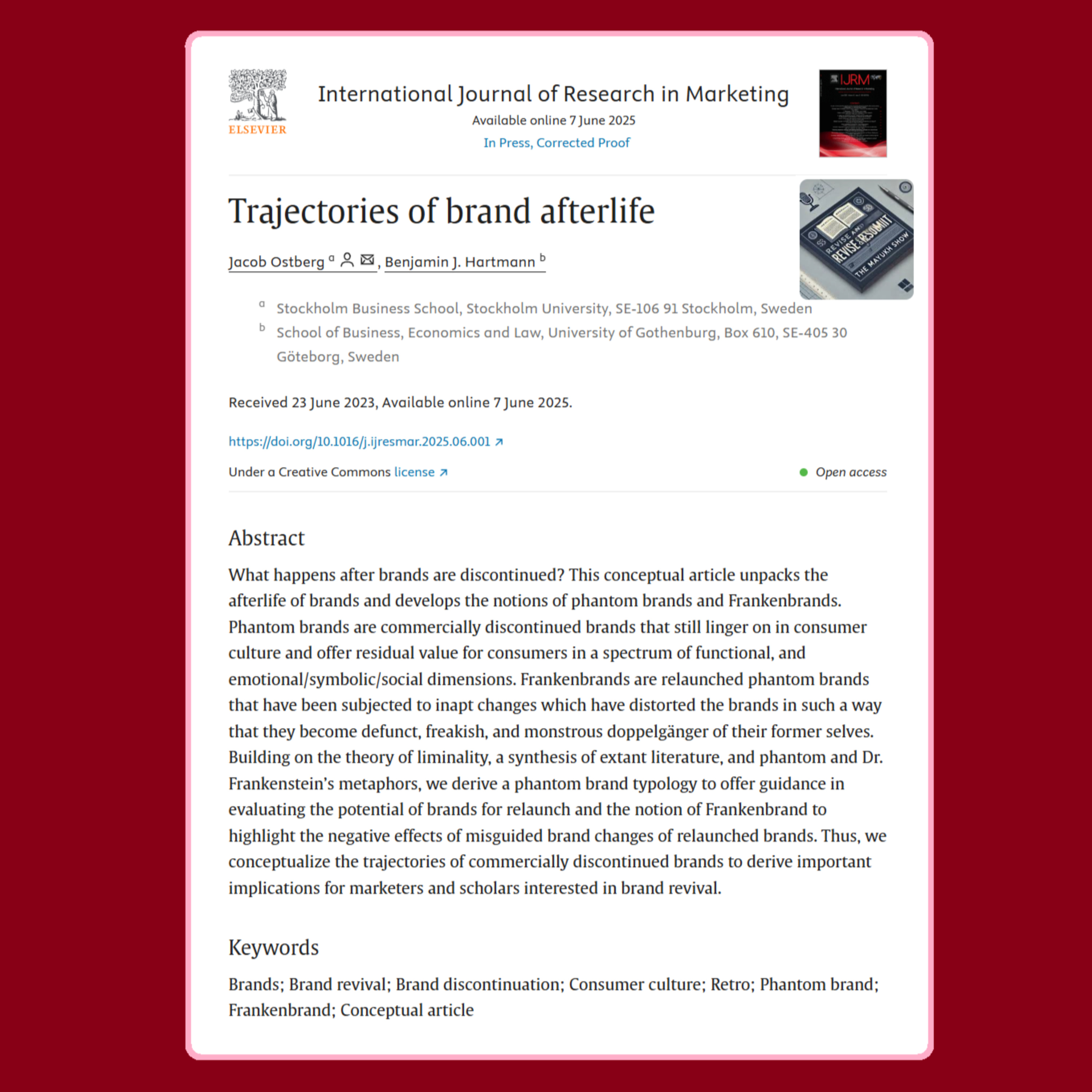 Trajectories of brand afterlife (Ostberg & Hartmann, 2025) | IJRM ABDC-A* episode artwork