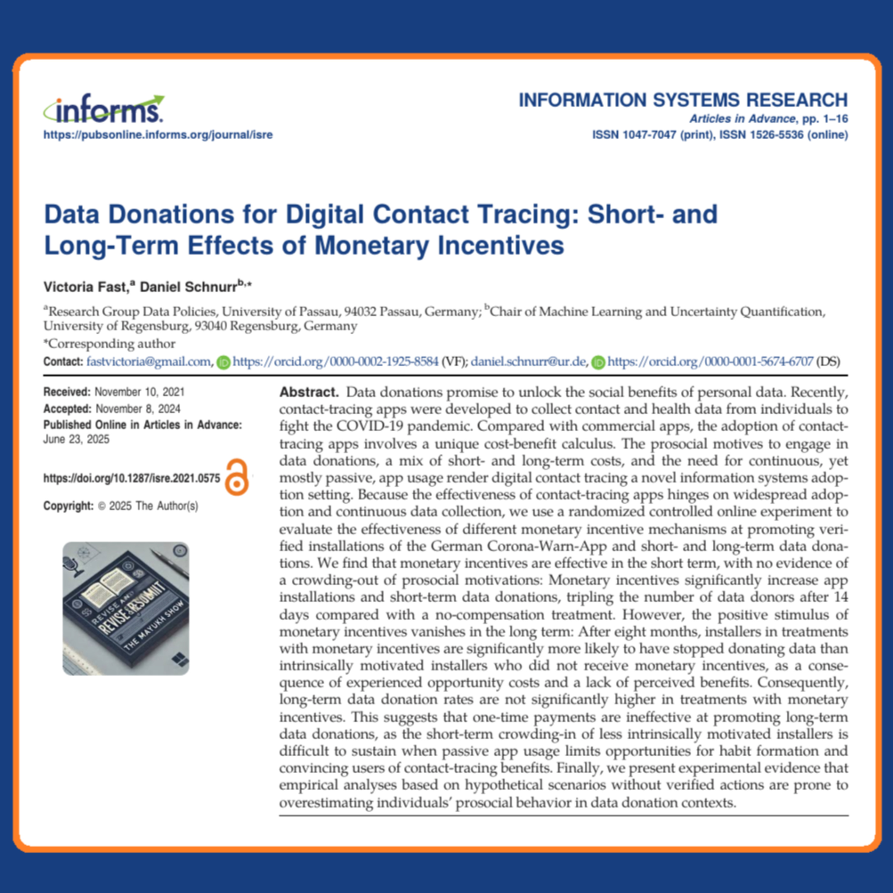 Data Donations for Digital Contact Tracing (Fast & Schnurr, 2025) | FT50 ISR episode artwork