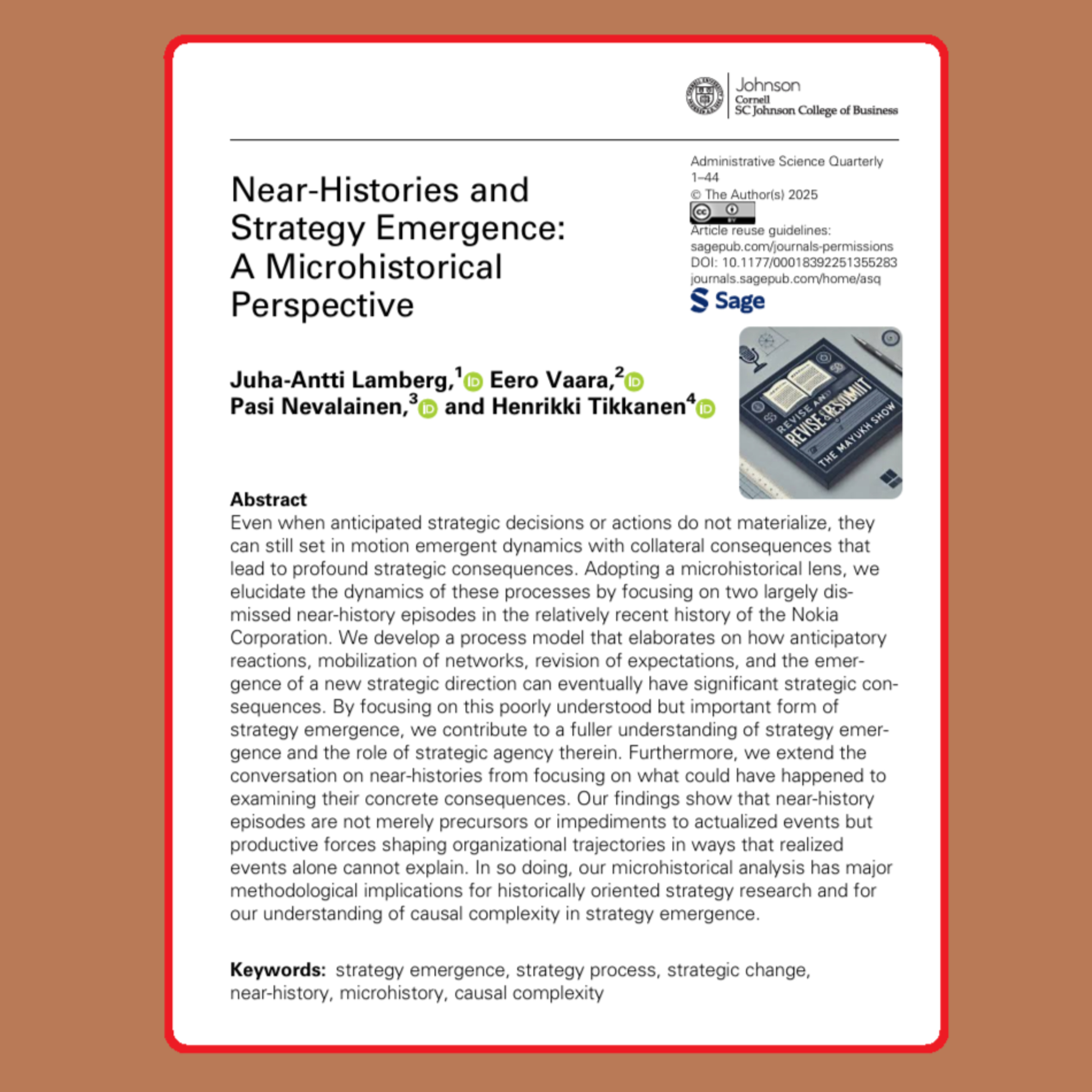 Near-Histories and Strategy Emergence (Lamberg et al. 2025) | FT50 ASQ episode artwork