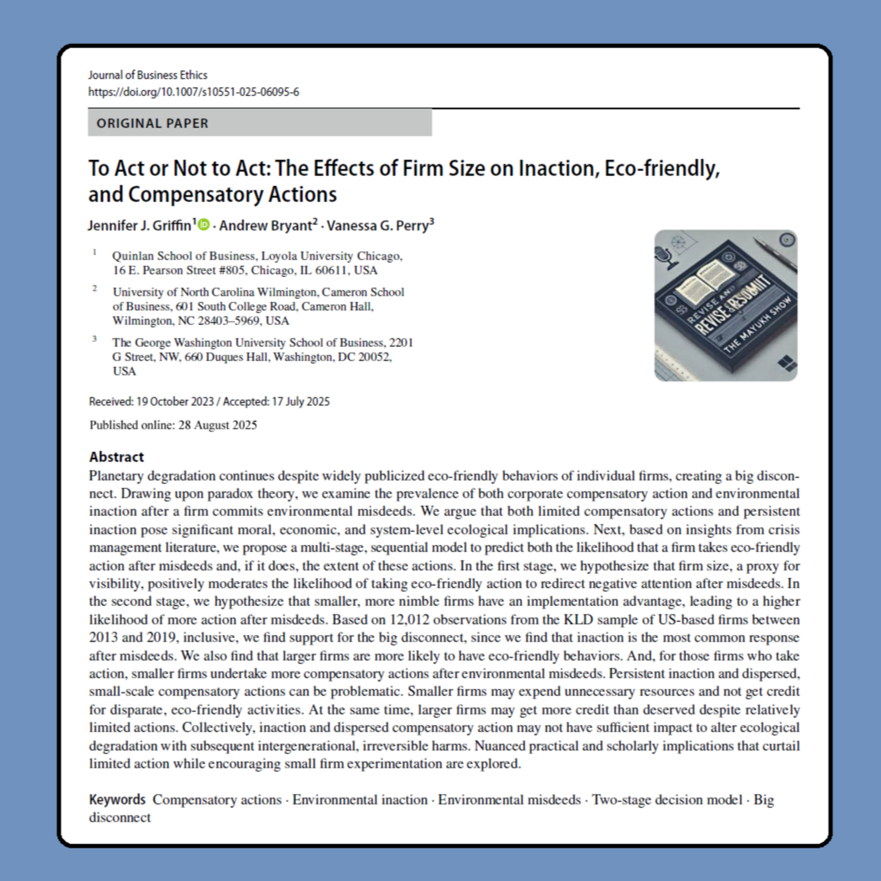 To Act or Not to Act (Griffin et al 2025) | FT50 JBE episode artwork