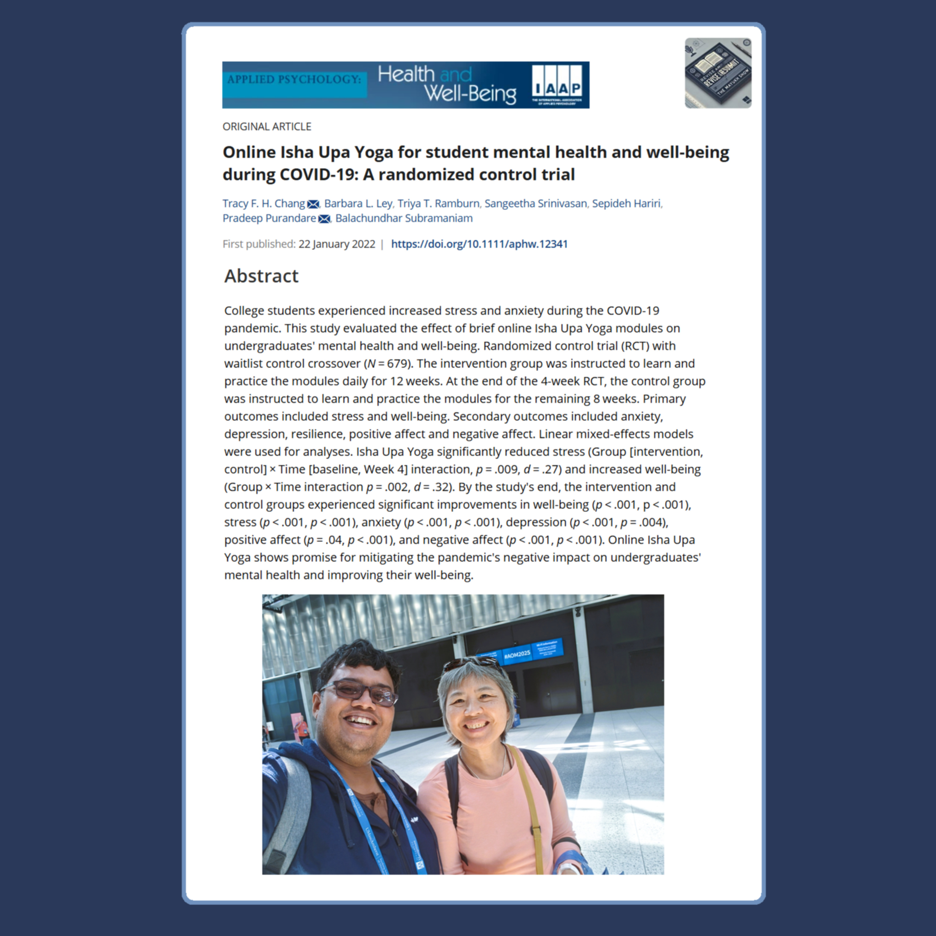 Online Isha Upa Yoga for student mental health (Chang et al 2022)