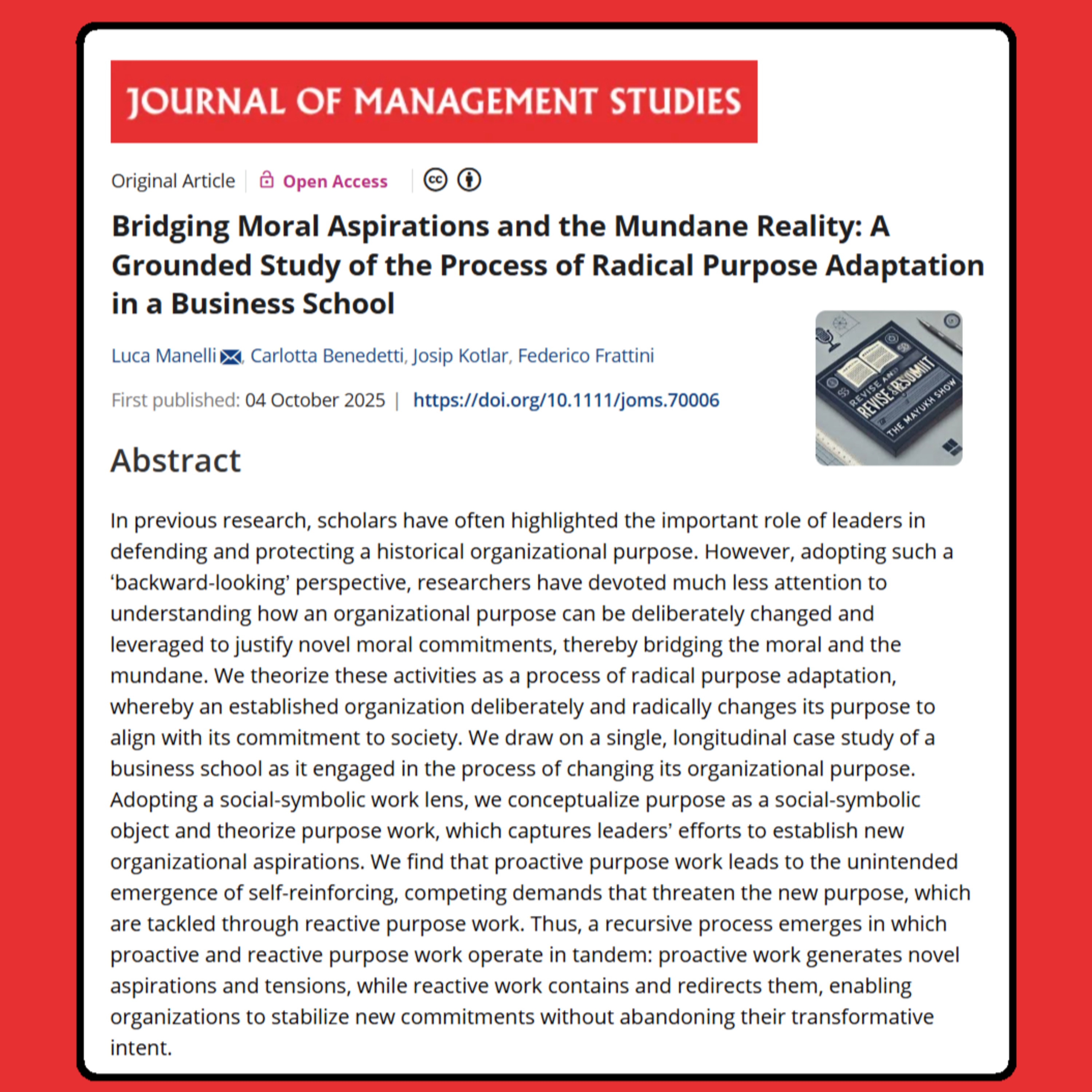 Bridging Moral Aspirations and the Mundane Reality (Manelli et al. 2025) | FT50 JMS