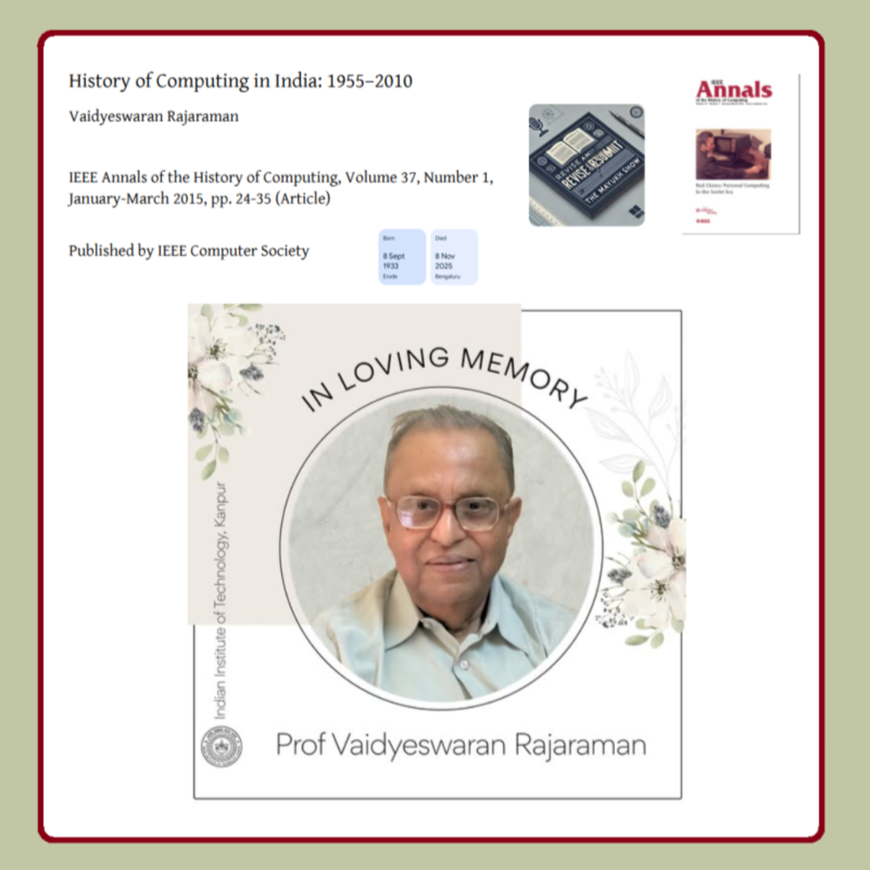 History of Computing in India: 1955-2010 (Rajaraman 2015) - Weekend Classics