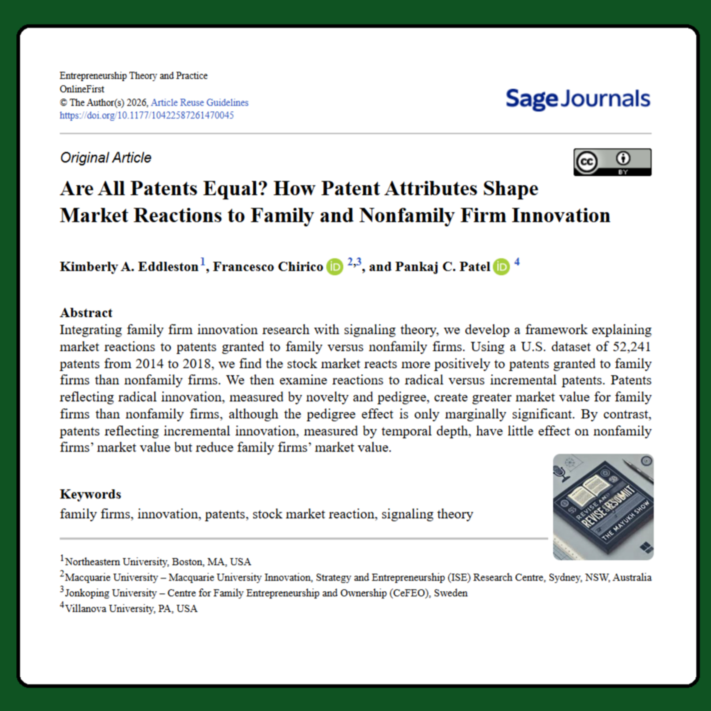 Are All Patents Equal? (Eddleston et al., 2026) | FT50 ETP